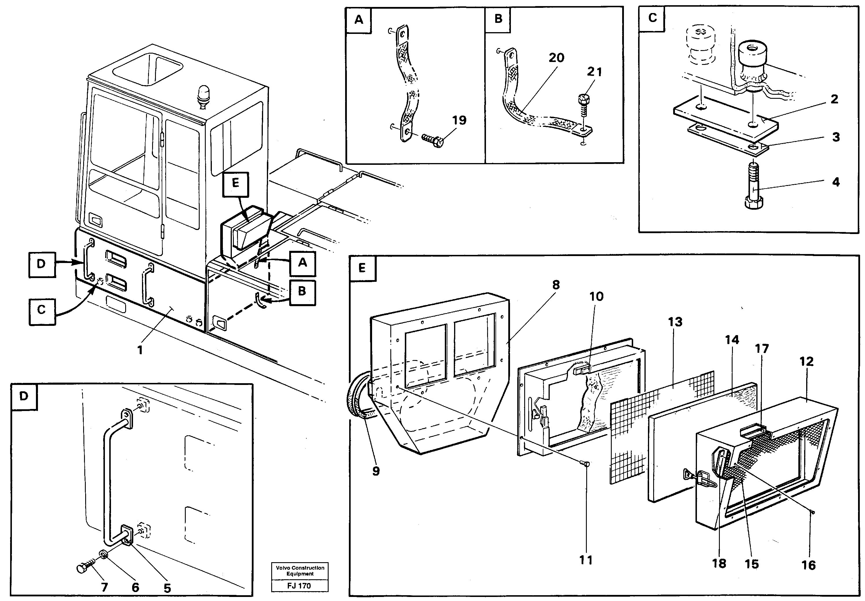 Схема запчастей Volvo EC200 - 44570 Cab elevation on superstructure, 600 mm EC200 ?KERMAN ?KERMAN EC200