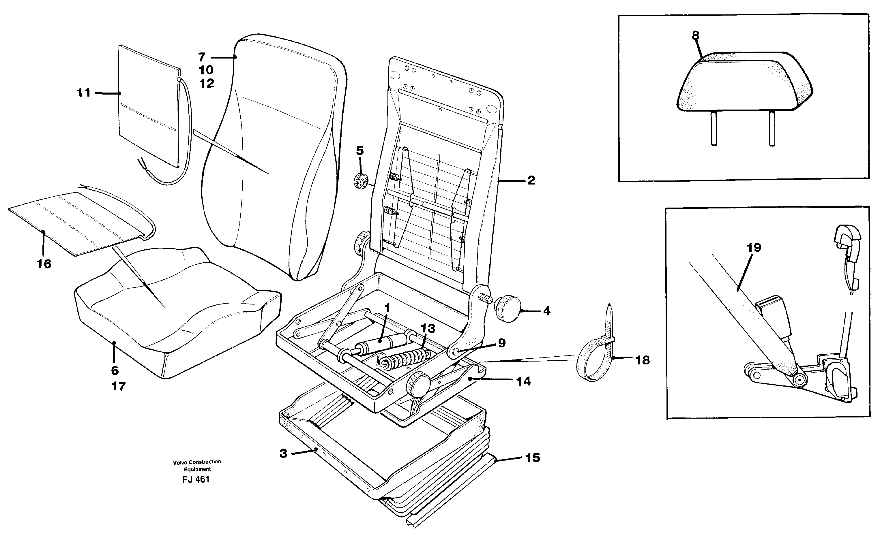 Схема запчастей Volvo EC200 - 13854 Operators seat Be-ge EC200 ?KERMAN ?KERMAN EC200