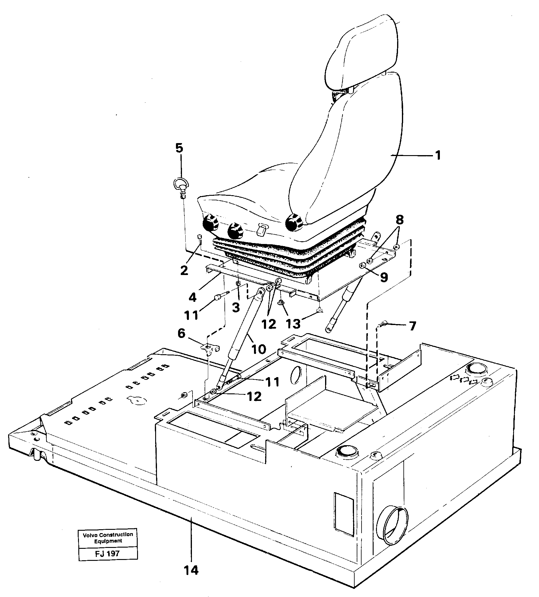 Схема запчастей Volvo EC200 - 43076 Operator seat with fitting parts EC200 ?KERMAN ?KERMAN EC200