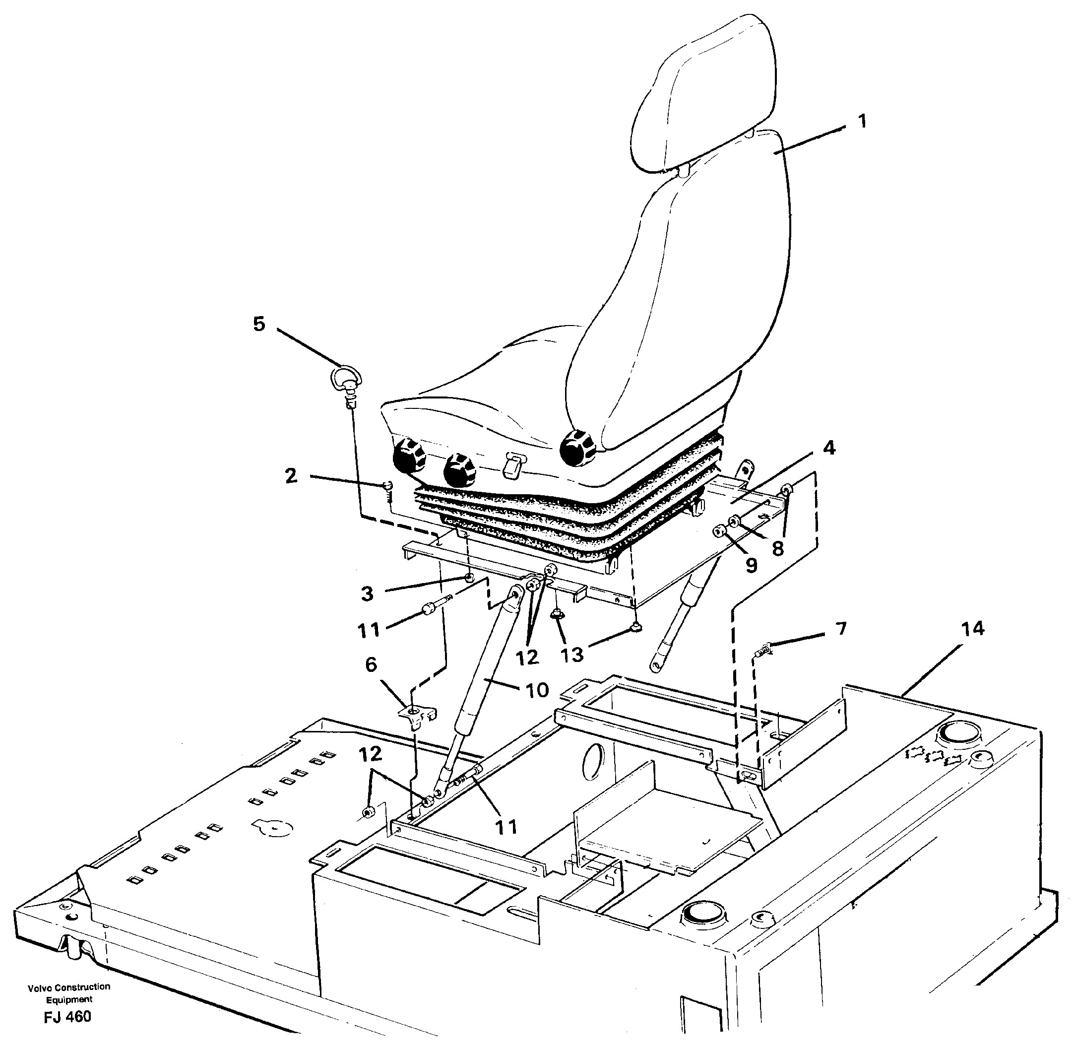 Схема запчастей Volvo EC200 - 43079 Operator seat with fitting parts EC200 ?KERMAN ?KERMAN EC200