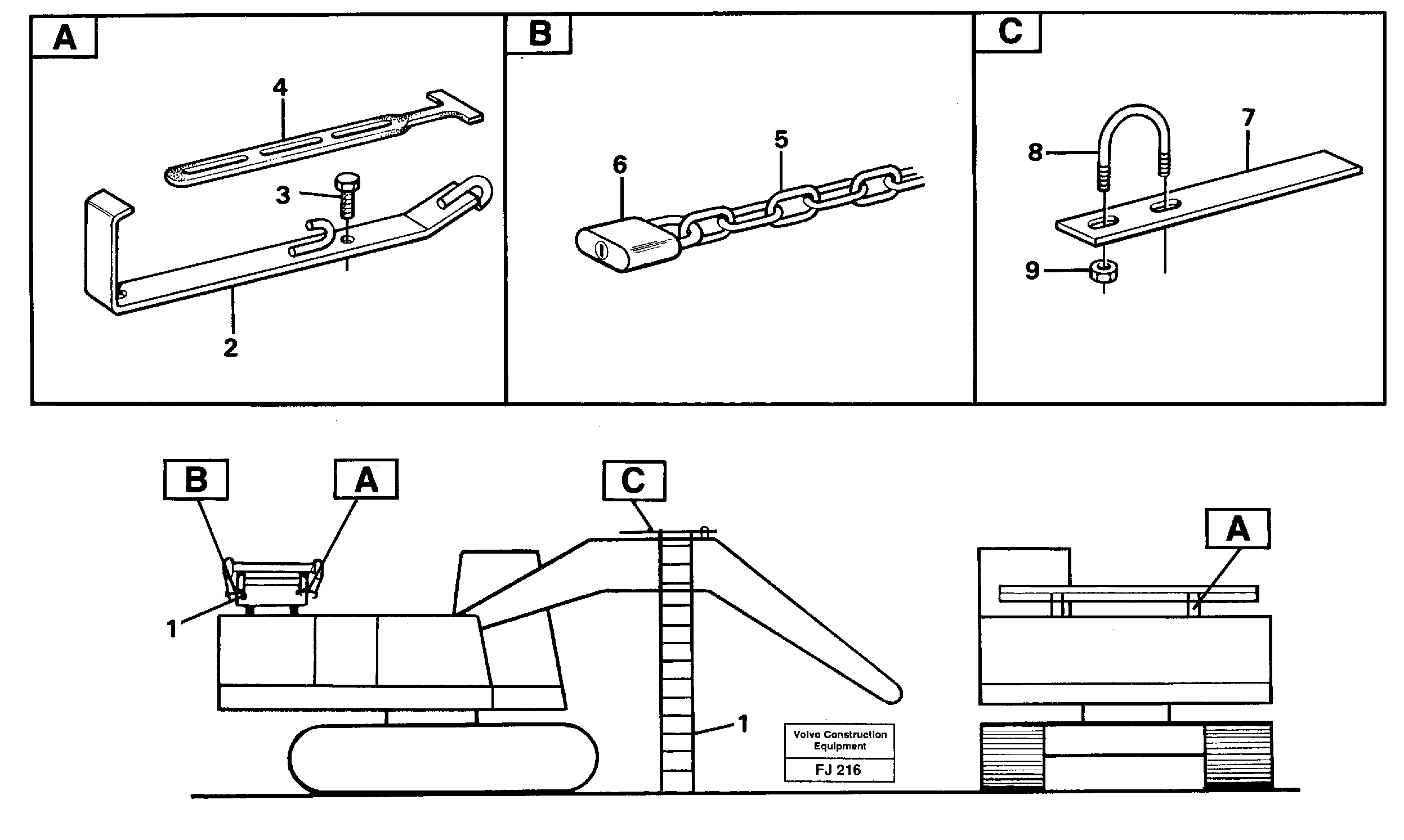 Схема запчастей Volvo EC200 - 45059 Ladder with cage EC200 ?KERMAN ?KERMAN EC200