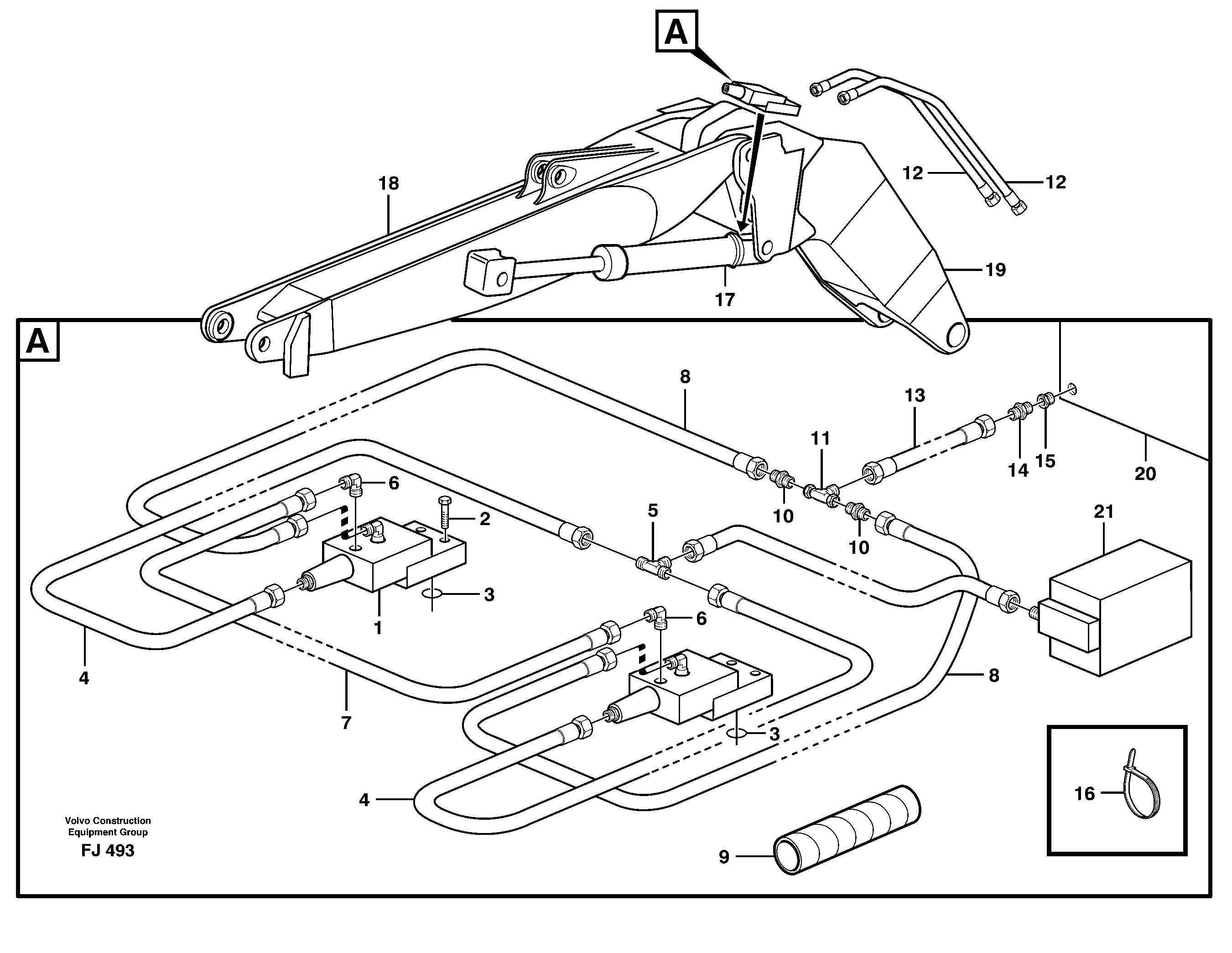 Схема запчастей Volvo EC200 - 45332 Hydraulic system, line brk valve,tilt cylinder EC200 ?KERMAN ?KERMAN EC200