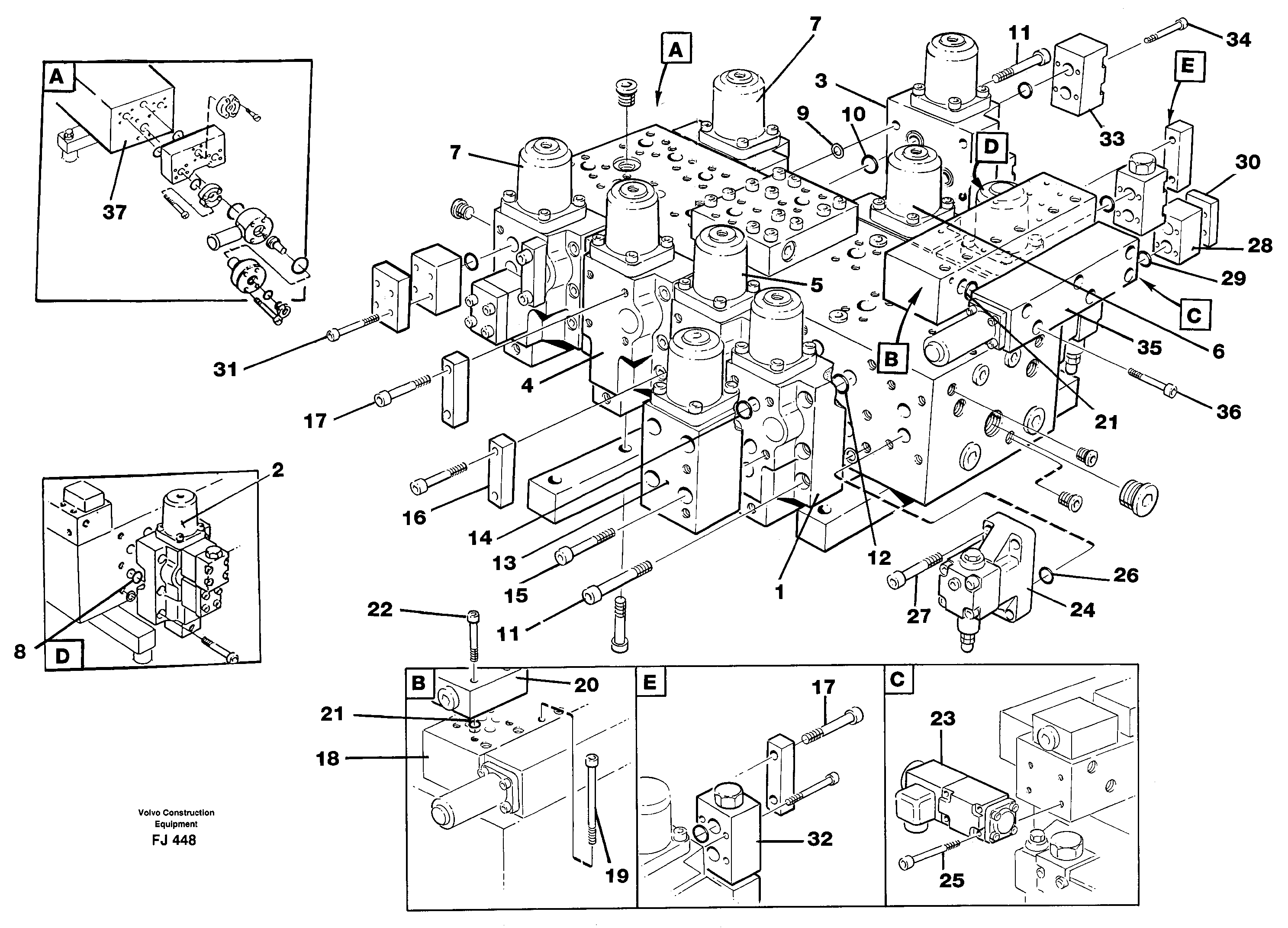 Схема запчастей Volvo EC200 - 41976 Main valve assembly, valves EC200 ?KERMAN ?KERMAN EC200