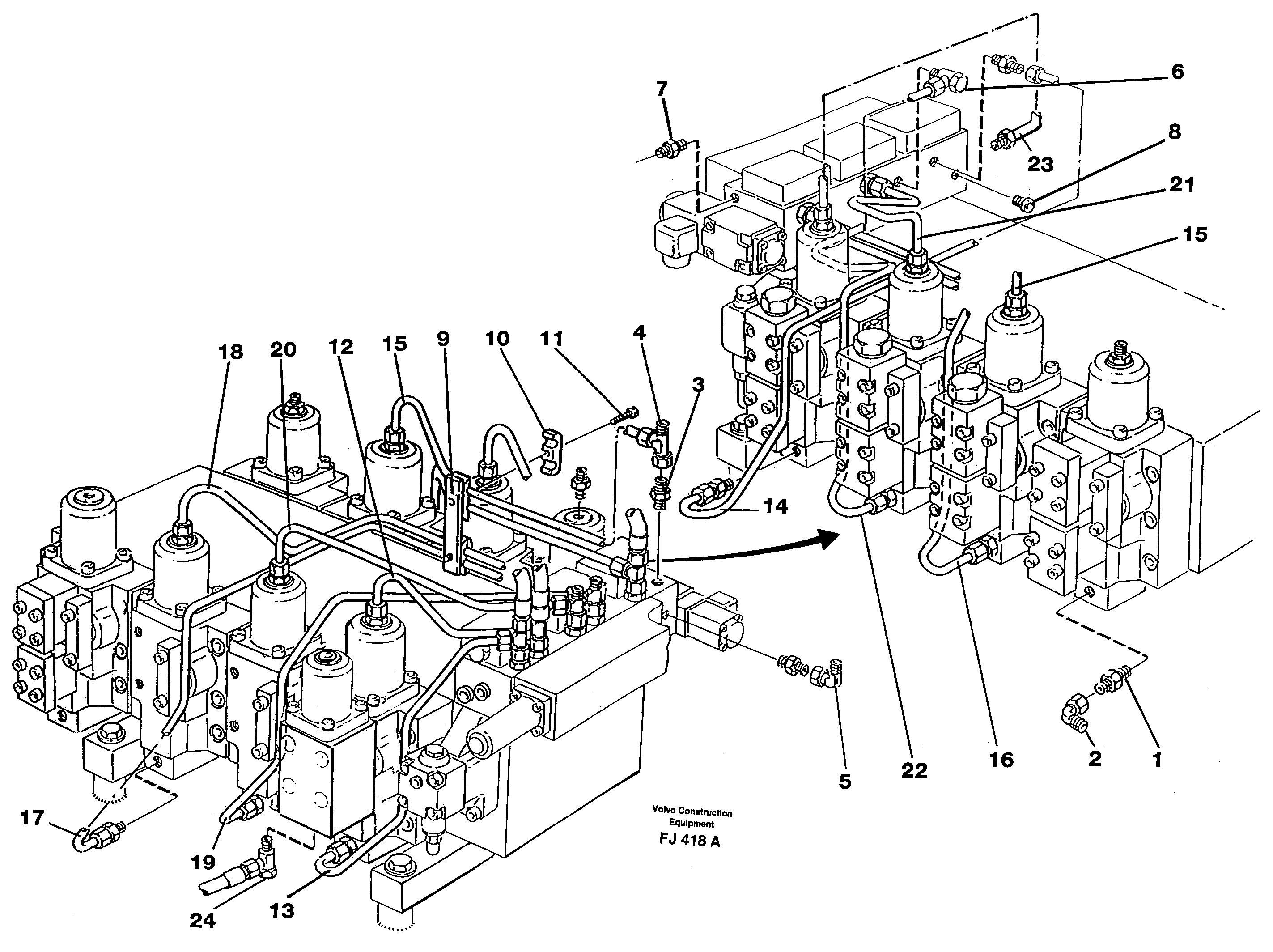 Схема запчастей Volvo EC200 - 46002 Main valve assembly, tubes connections EC200 ?KERMAN ?KERMAN EC200