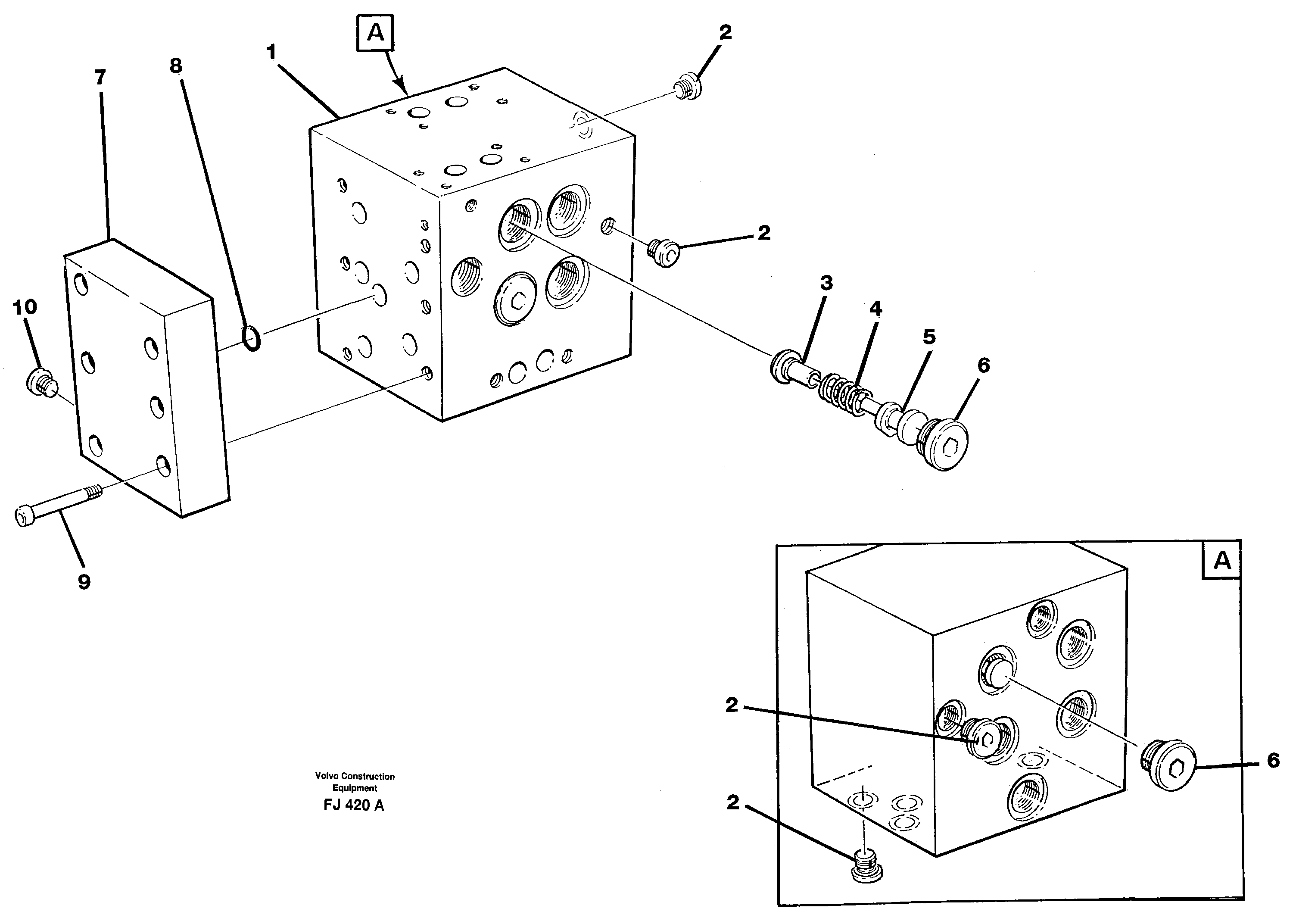 Схема запчастей Volvo EC200 - 7006 Slew valve assembly block EC200 ?KERMAN ?KERMAN EC200