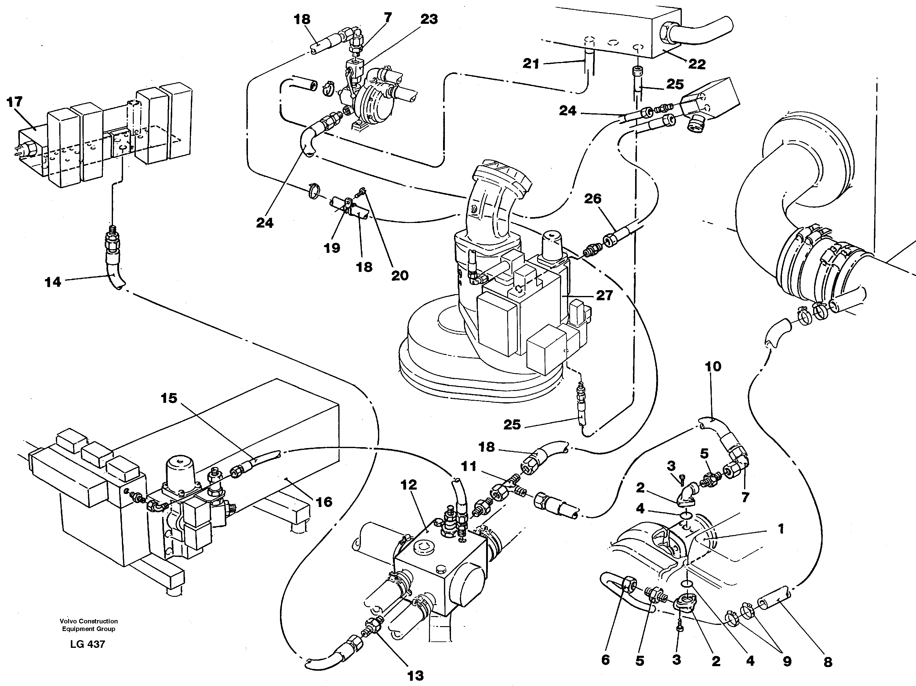 Схема запчастей Volvo EC200 - 36998 Hydraulic line, servo pump EC200 SER NO 2760-