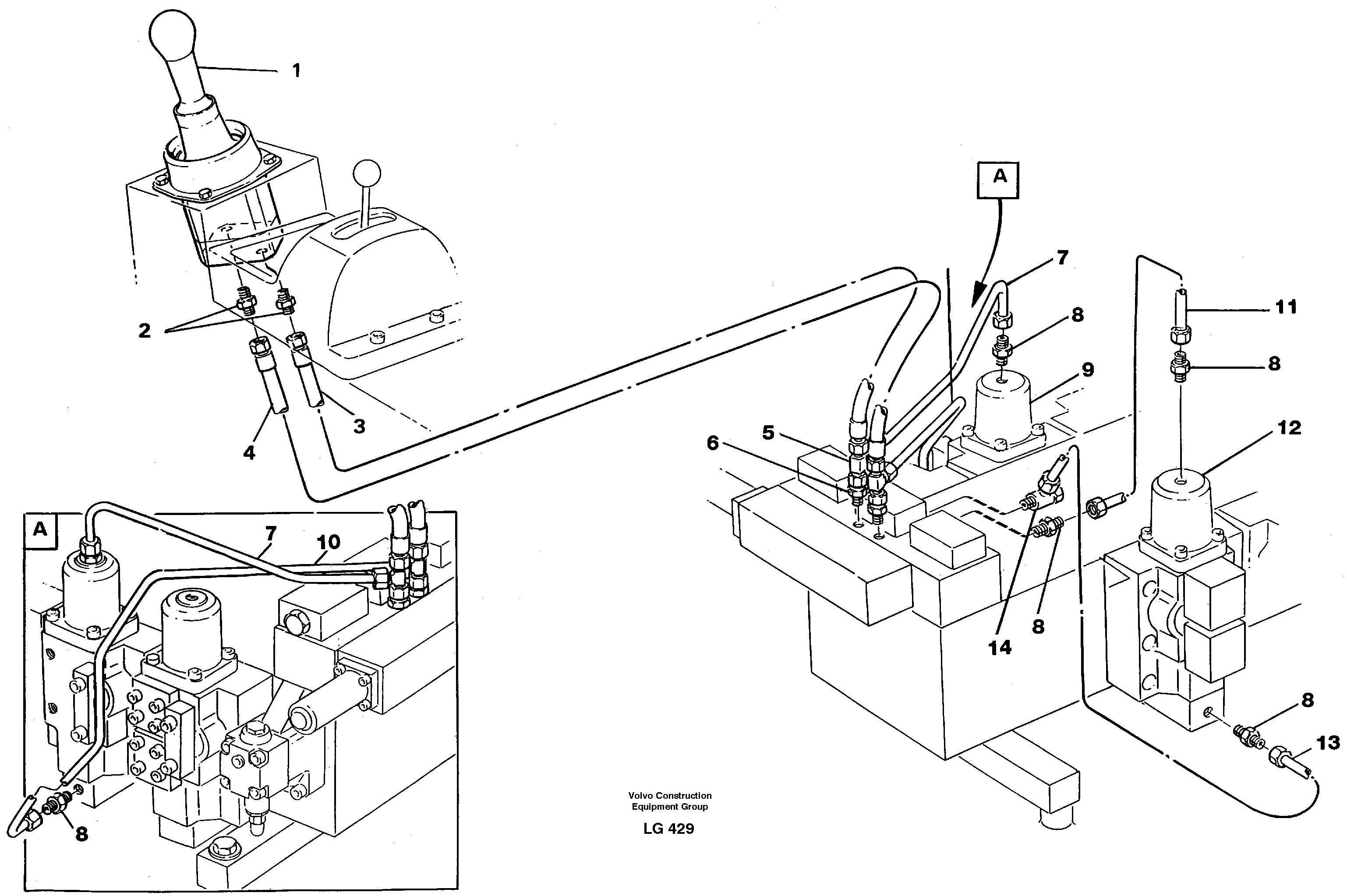 Схема запчастей Volvo EC200 - 37004 Servo hydraulics, bucket EC200 SER NO 2760-