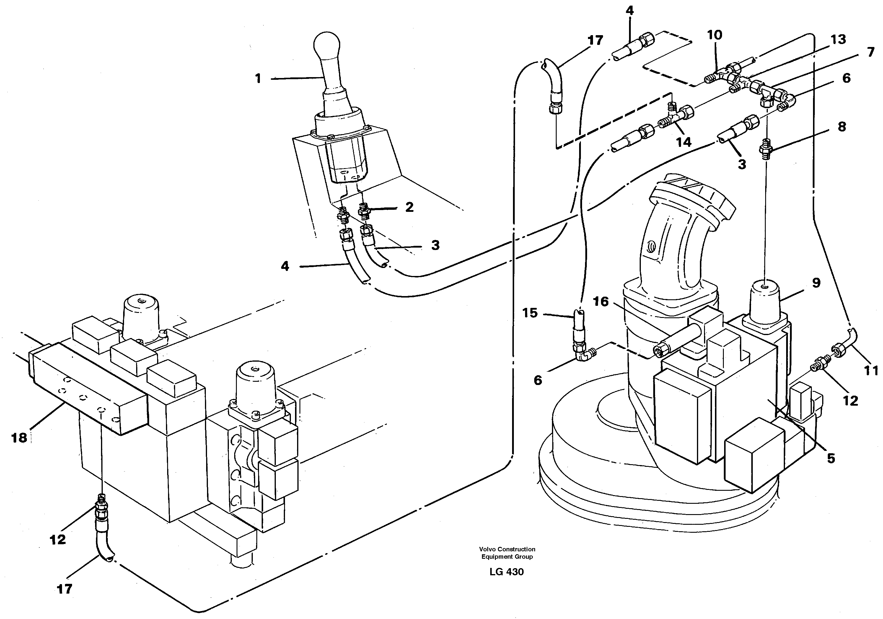 Схема запчастей Volvo EC200 - 37005 Servo hydraulics, slewing EC200 SER NO 2760-