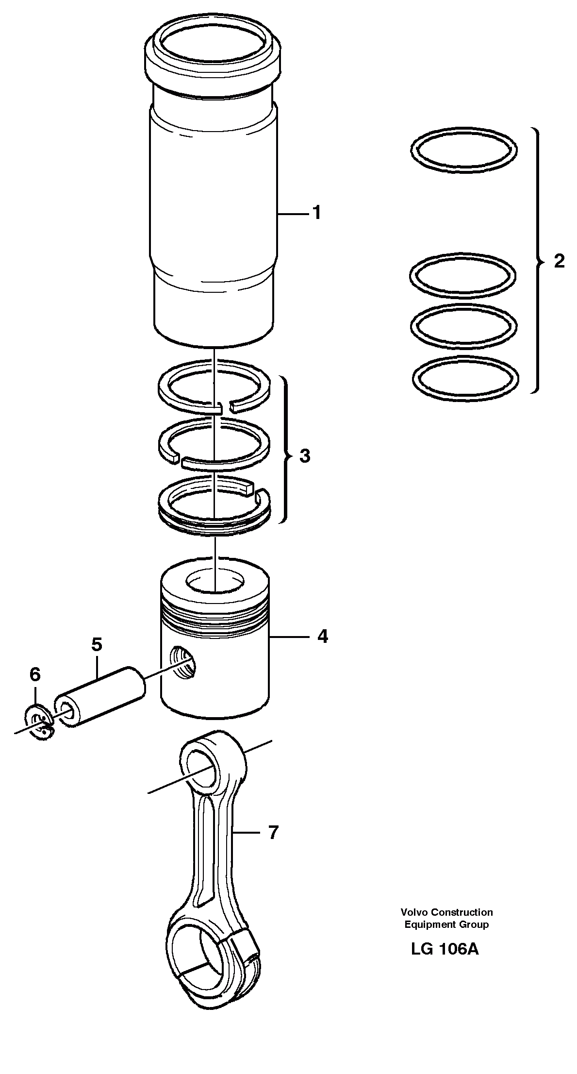 Схема запчастей Volvo EC200 - 13286 Cylinder liner and piston EC200 SER NO 2760-