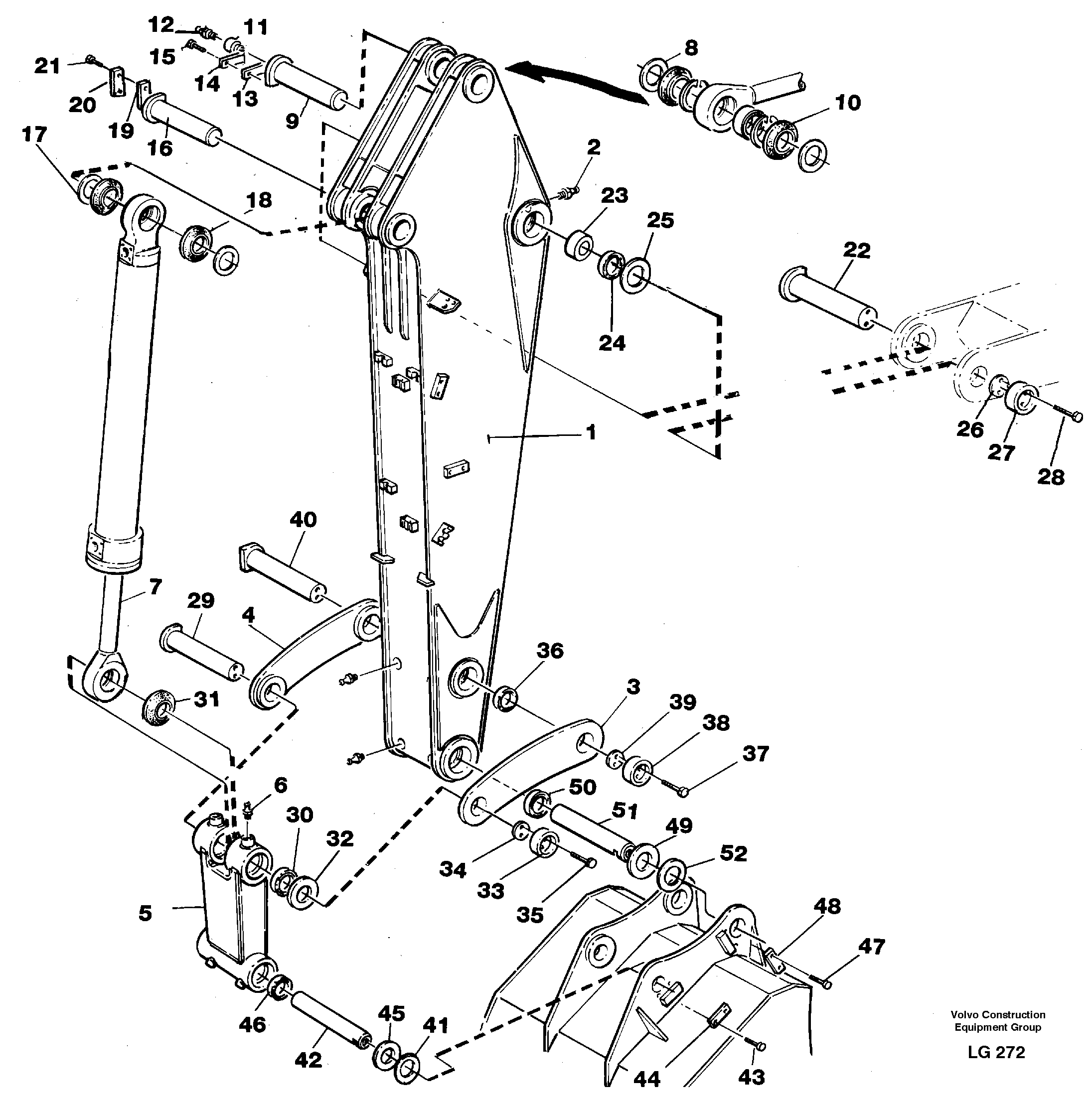 Схема запчастей Volvo EC200 - 40625 Backhoe dipper arm 2.4m EC200 SER NO 2760-