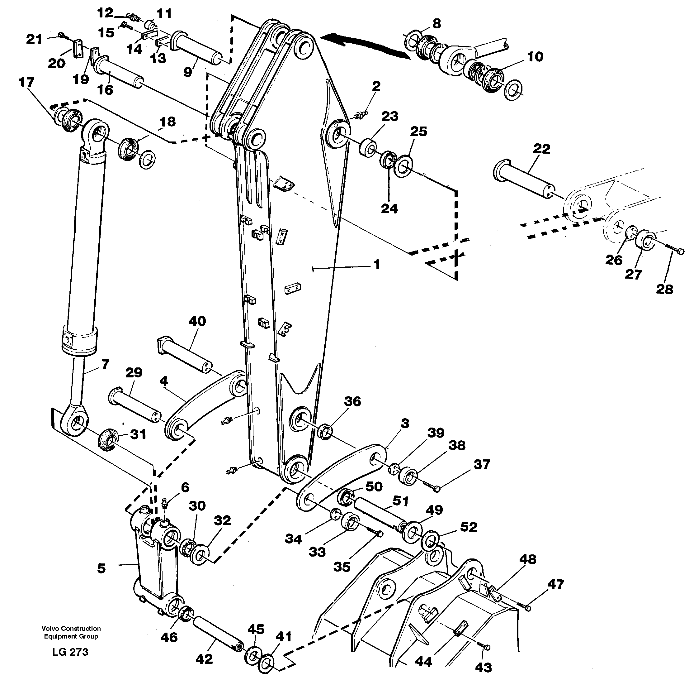 Схема запчастей Volvo EC200 - 40626 Backhoe dipper arm 2.8m EC200 SER NO 2760-