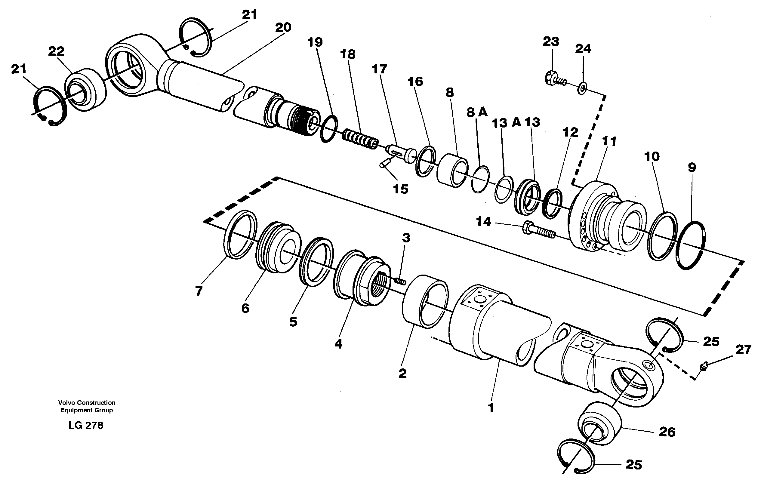 Схема запчастей Volvo EC200 - 40629 Цилиндр ковша EC200 SER NO 2760-