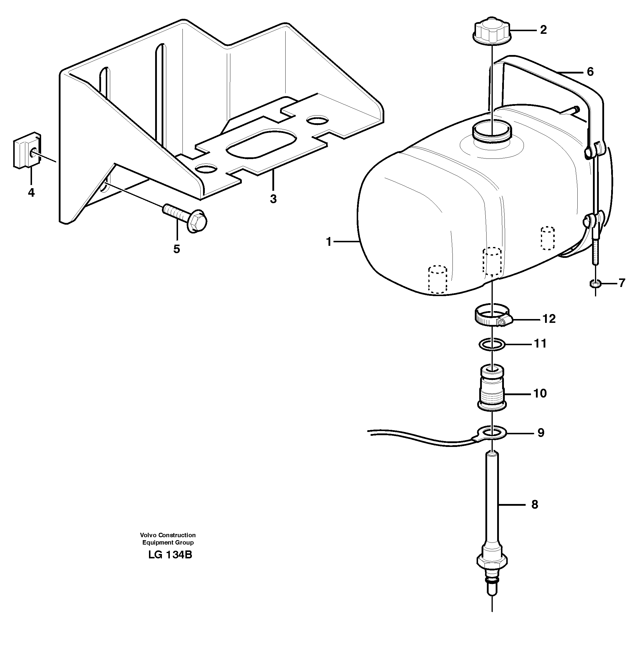 Схема запчастей Volvo EC200 - 83327 Expansion tank with fitting parts EC200 SER NO 2760-