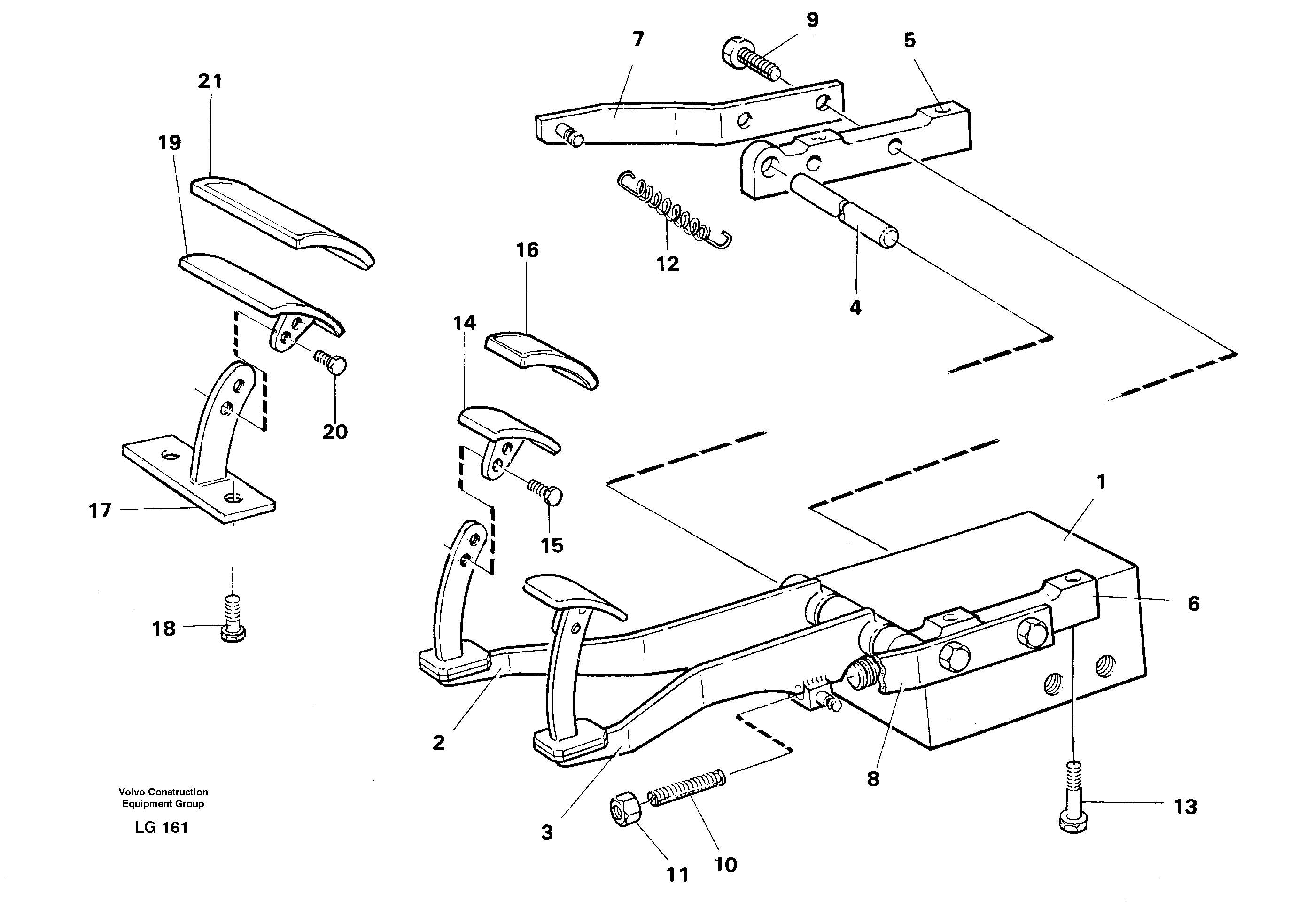 Схема запчастей Volvo EC200 - 40675 Pedal valve and foot rest EC200 SER NO 2760-