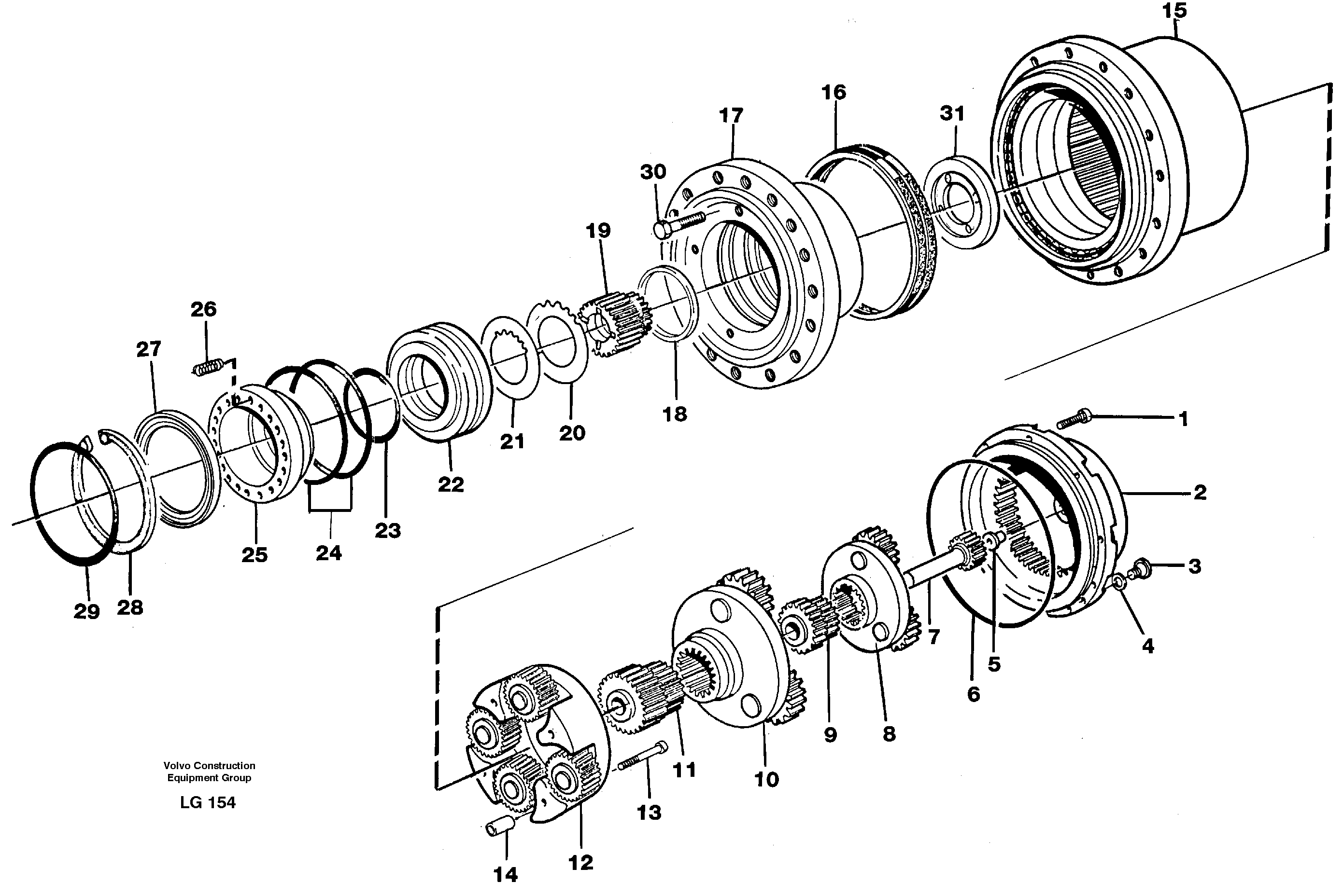 Схема запчастей Volvo EC200 - 11964 Planetary gear, travel EC200 SER NO 2760-