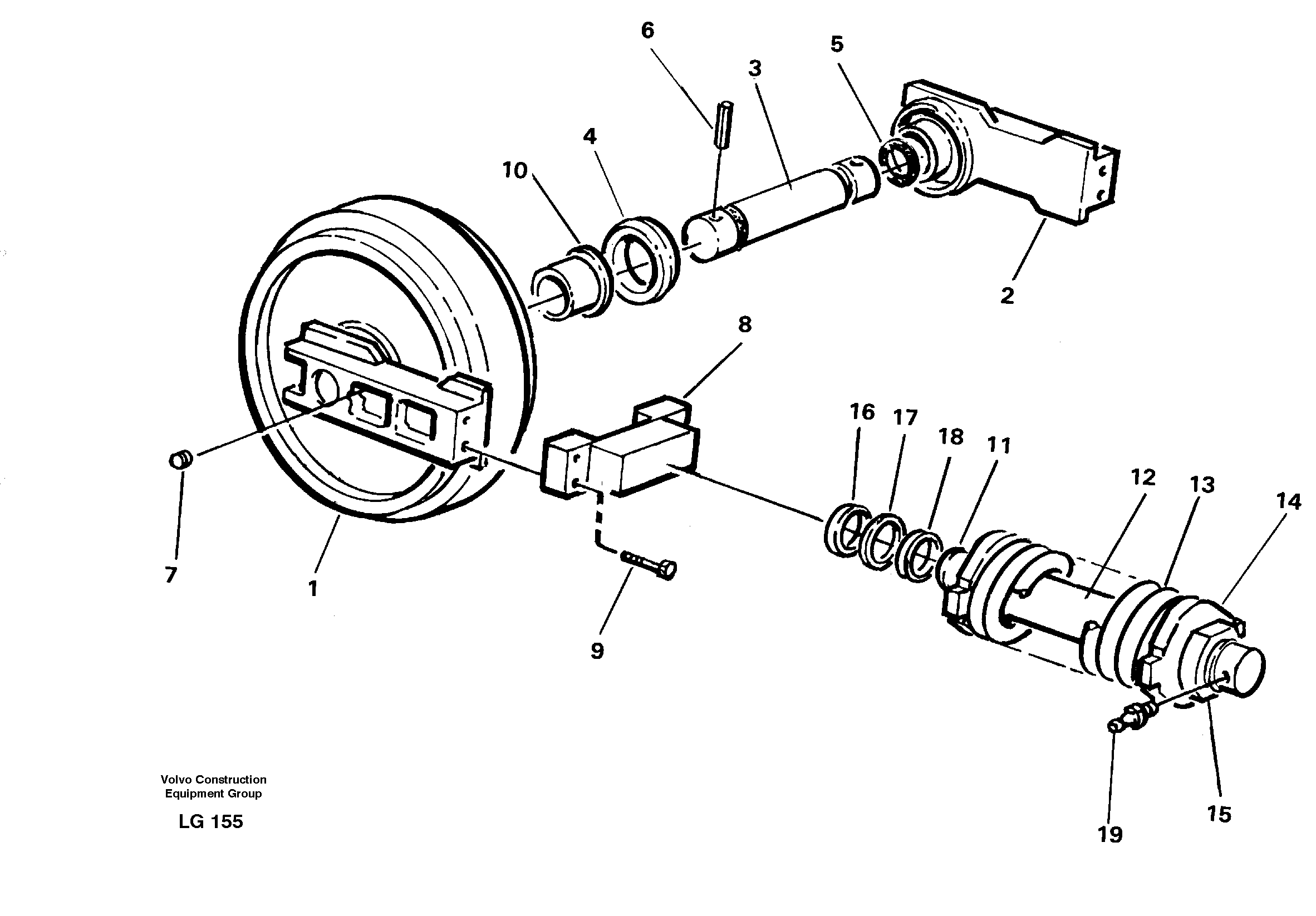 Схема запчастей Volvo EC200 - 58400 Front wheel, spring package and tension cylinder EC200 SER NO 2760-