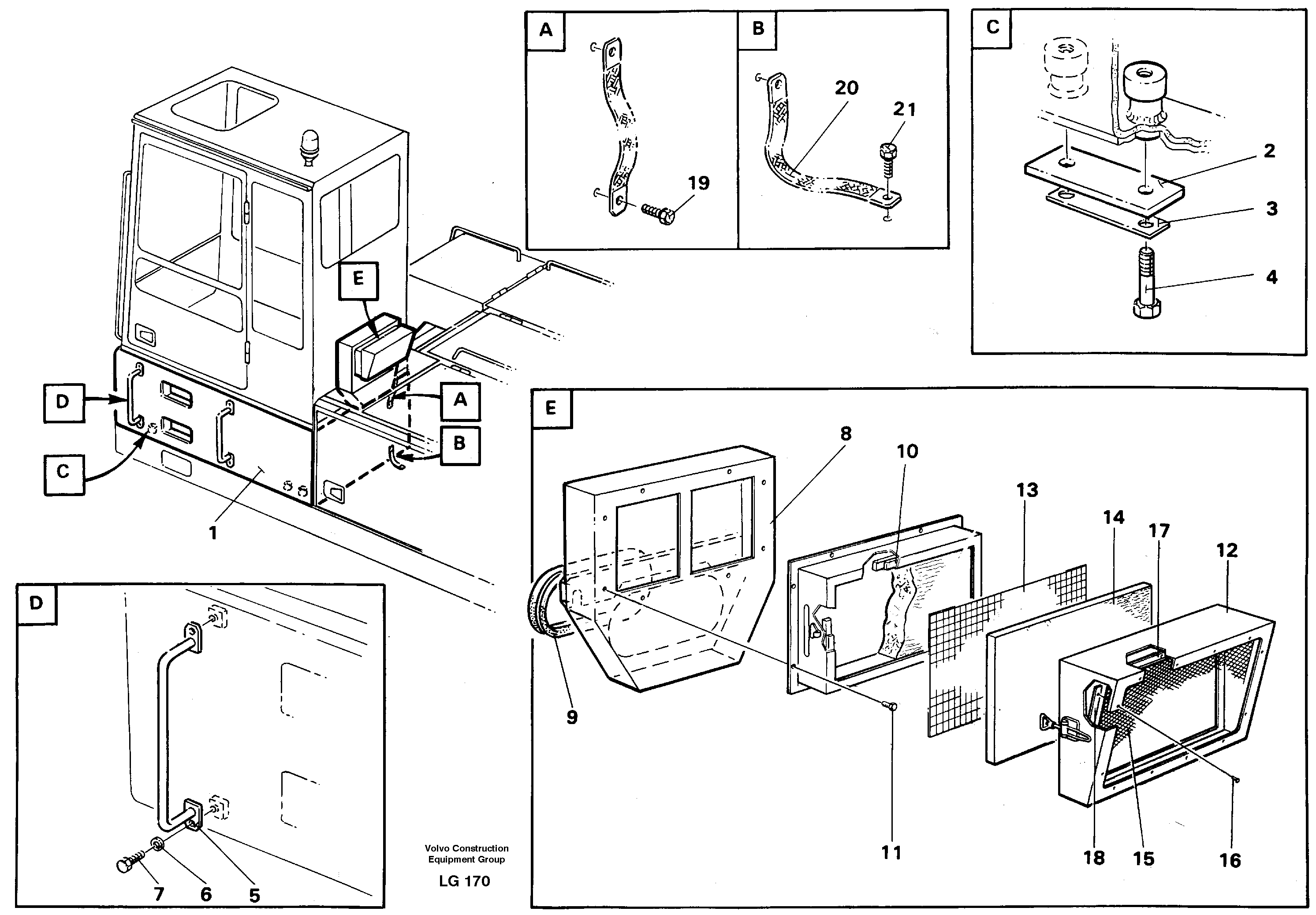 Схема запчастей Volvo EC200 - 40470 Cab elevation on superstructure, 600 mm EC200 SER NO 2760-