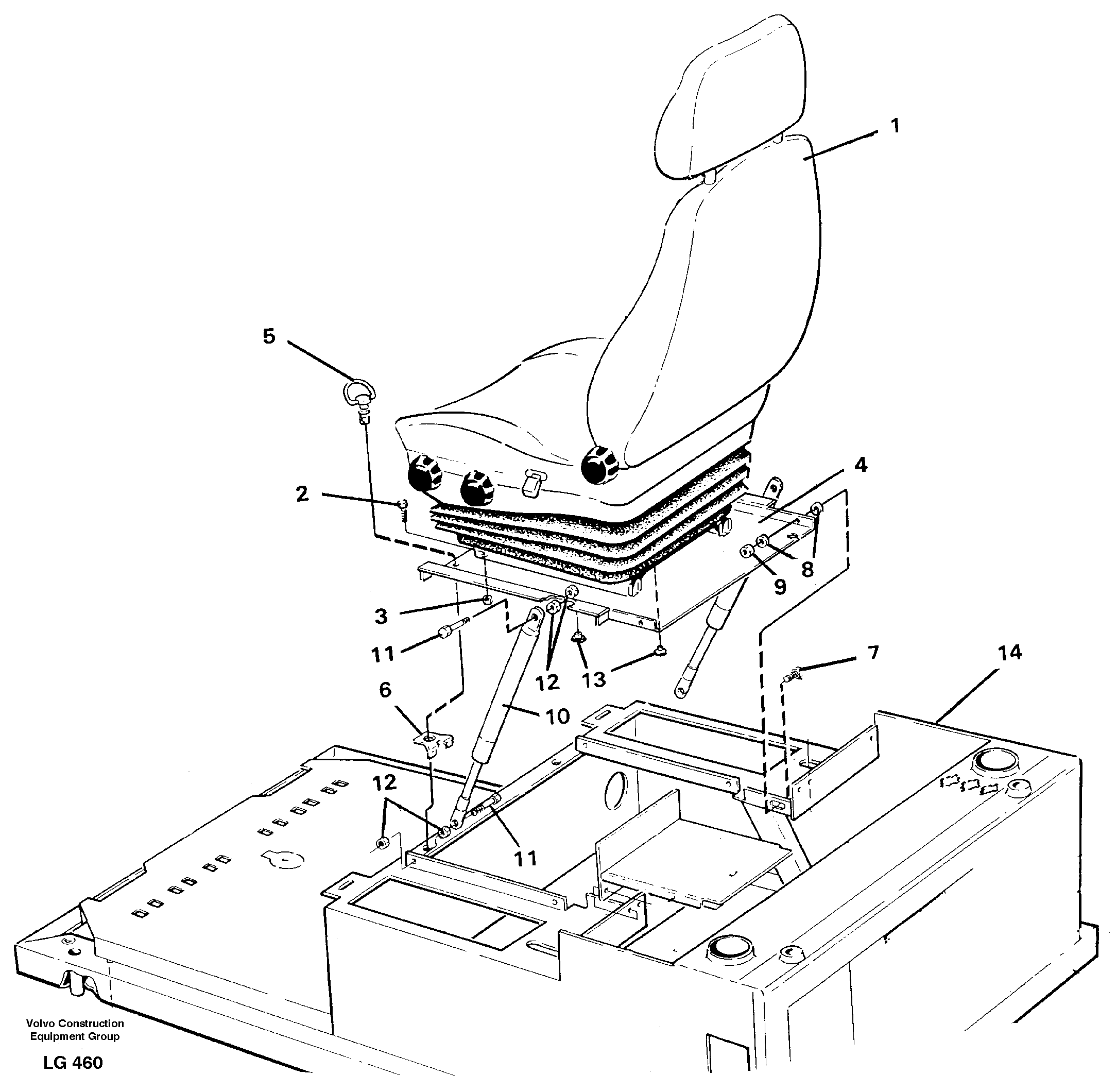 Схема запчастей Volvo EC200 - 41078 Operator seat with fitting parts EC200 SER NO 2760-