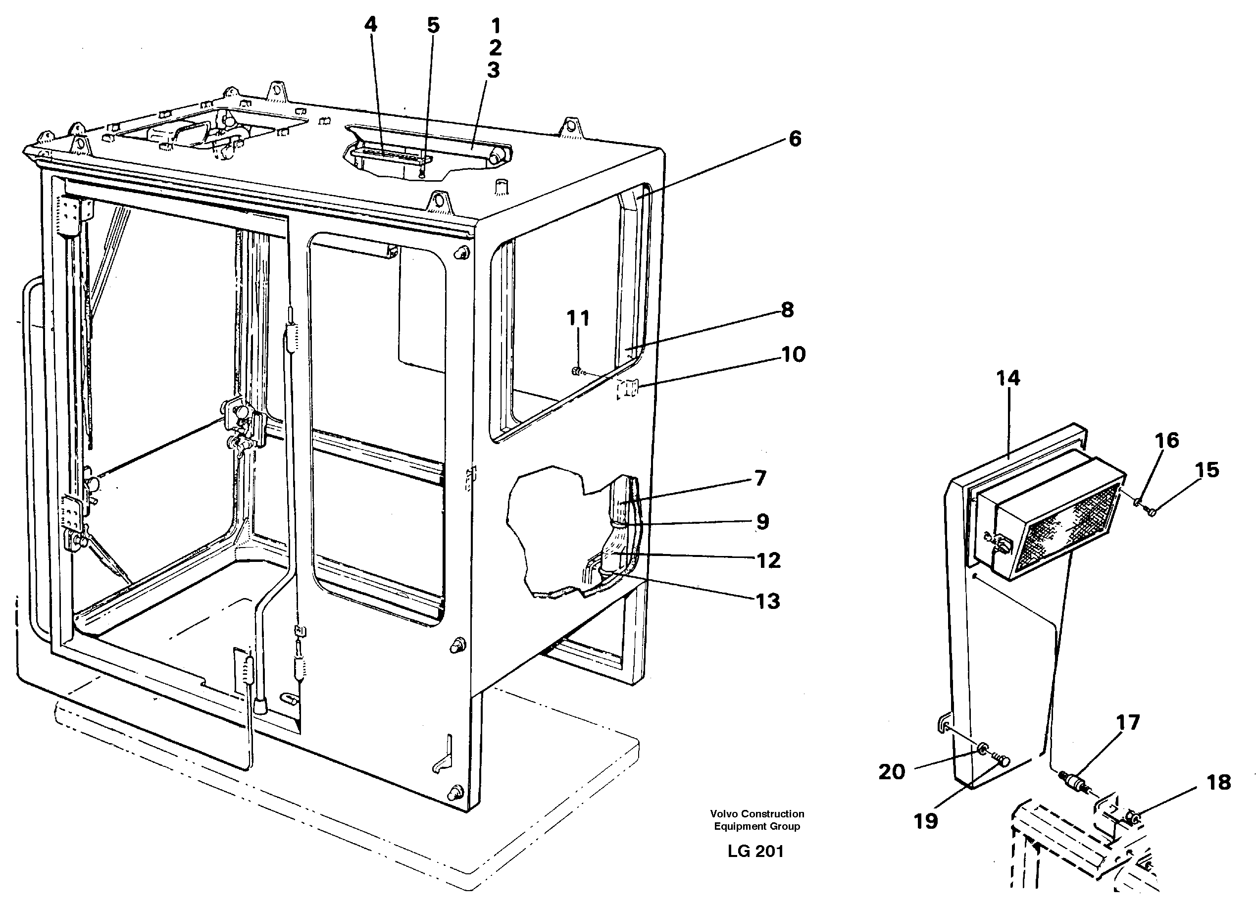 Схема запчастей Volvo EC200 - 41079 Air duct Cab EC200 SER NO 2760-