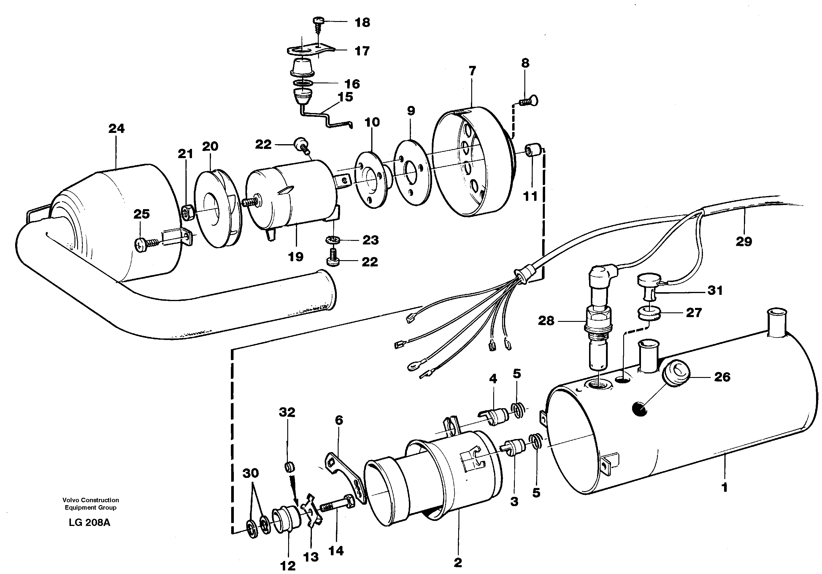 Схема запчастей Volvo EC200 - 11978 Heater, diesel EC200 SER NO 2760-