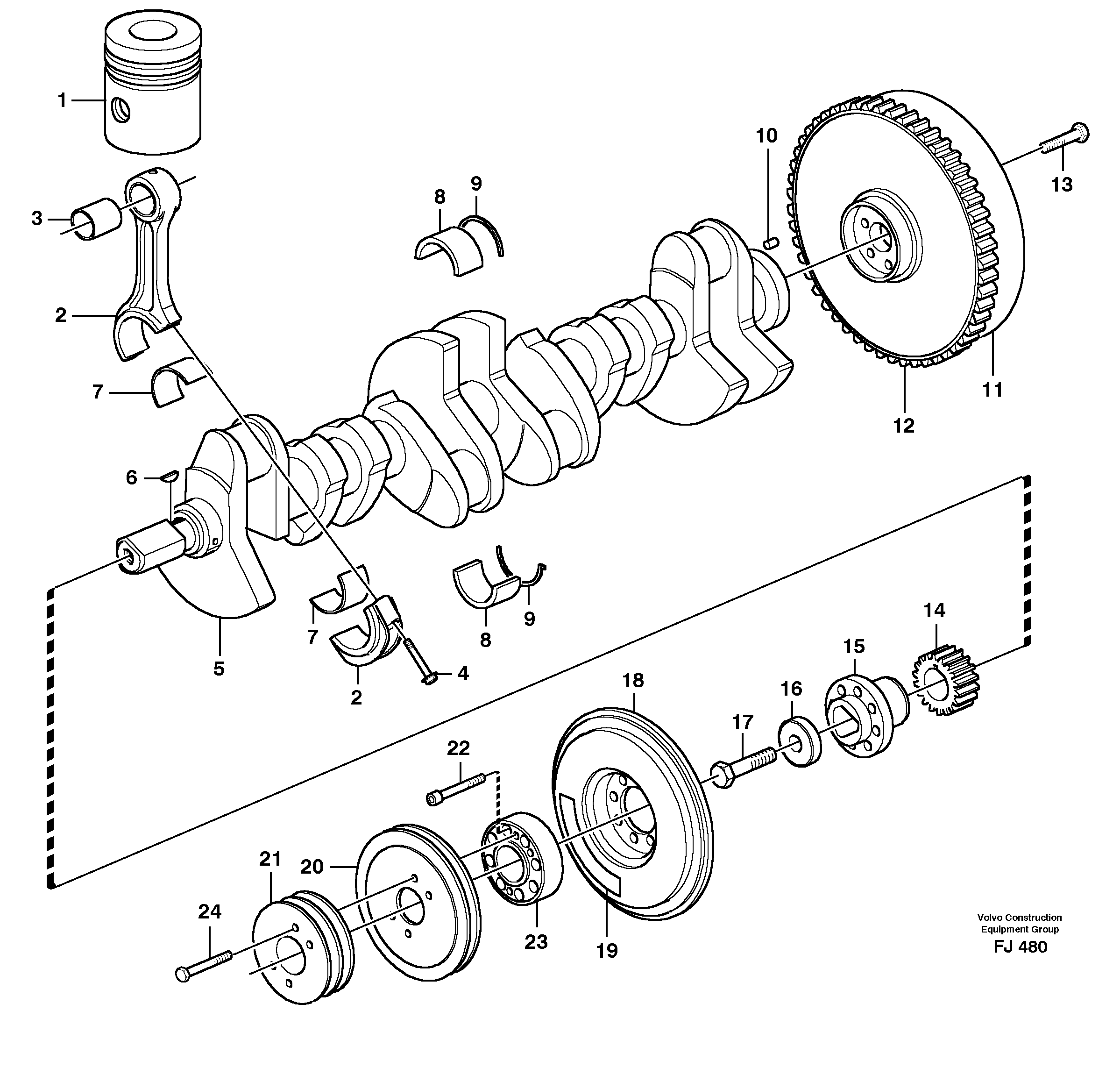 Схема запчастей Volvo EC200 - 39434 Crankshaft and related parts EC200 ?KERMAN ?KERMAN EC200