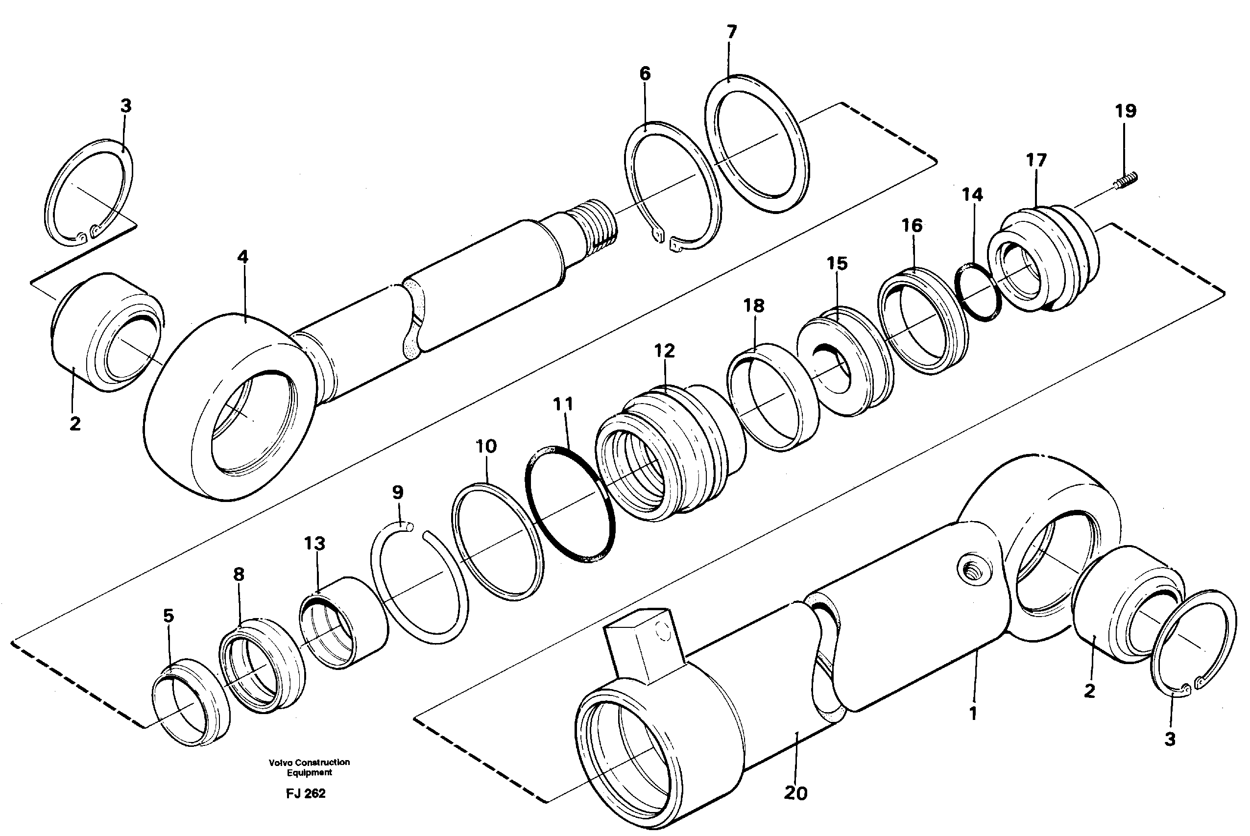 Схема запчастей Volvo EC200 - 44018 Hydraulic cylinder, slope bucket EC200 ?KERMAN ?KERMAN EC200