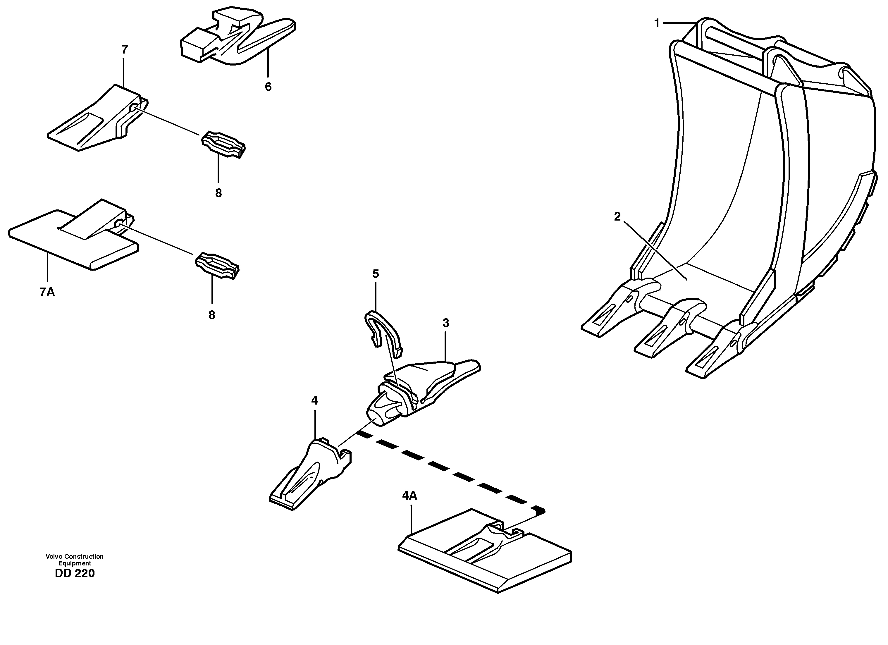 Схема запчастей Volvo EC230B - 33470 Cable bucket ATTACHMENTS ATTACHMENTS BUCKETS