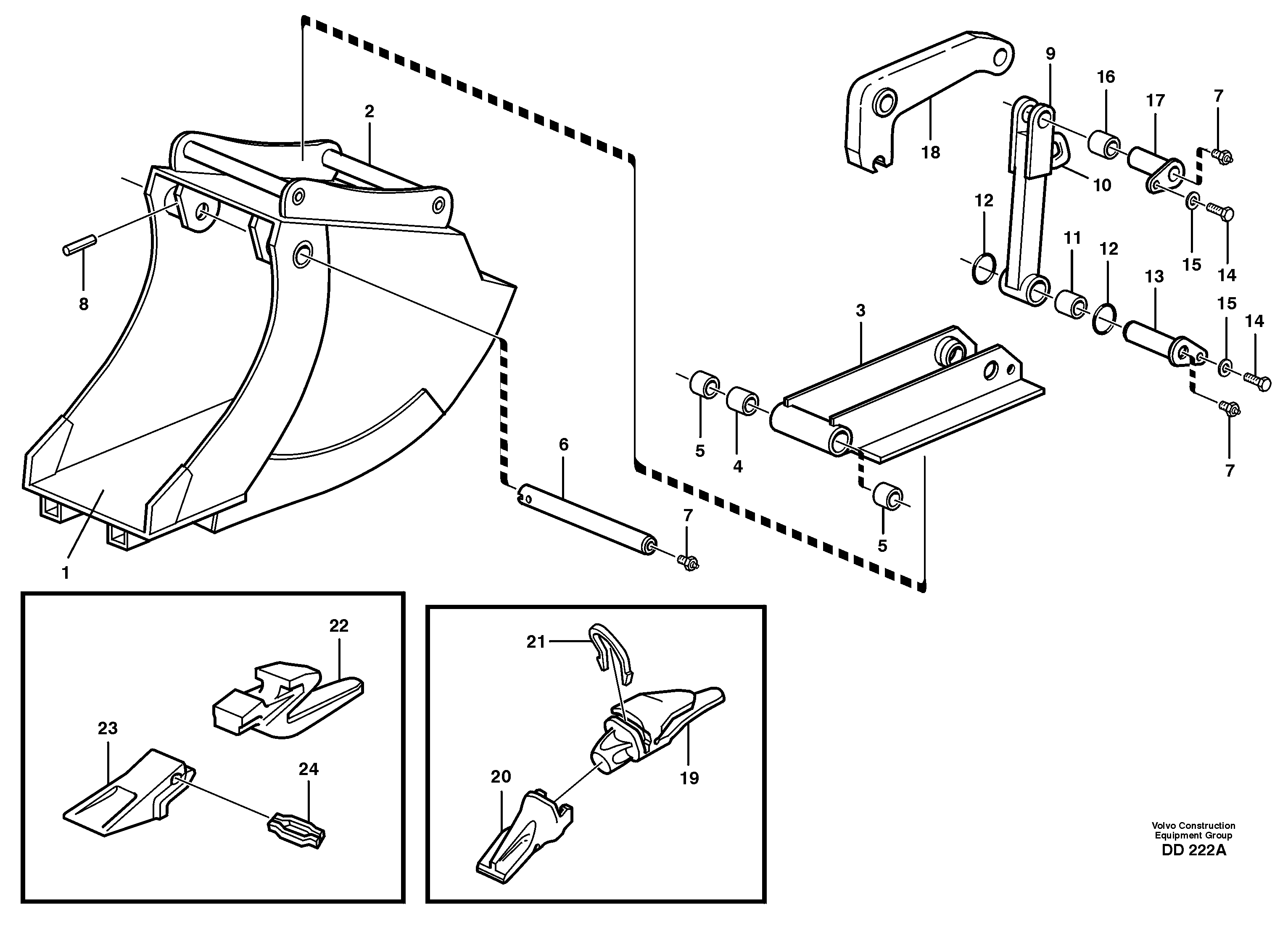 Схема запчастей Volvo EC230B - 33473 Cable bucket ATTACHMENTS ATTACHMENTS BUCKETS