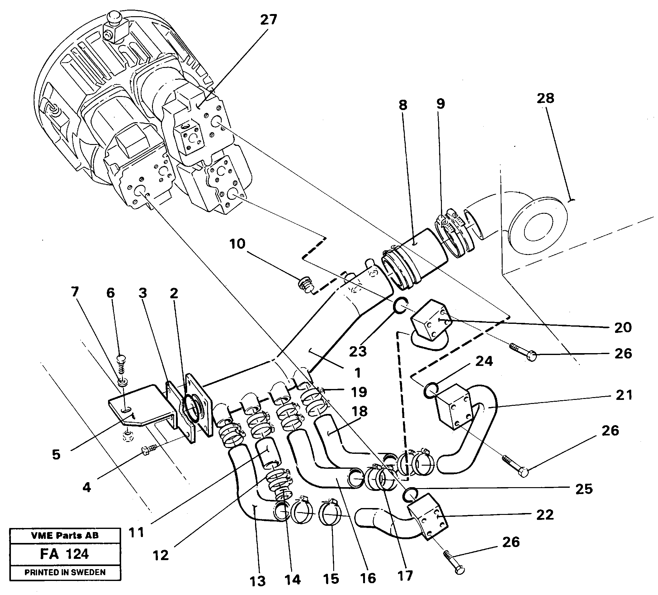 Схема запчастей Volvo EC230B - 102619 Hydraulic system suction lines EC230B ?KERMAN ?KERMAN EC230B