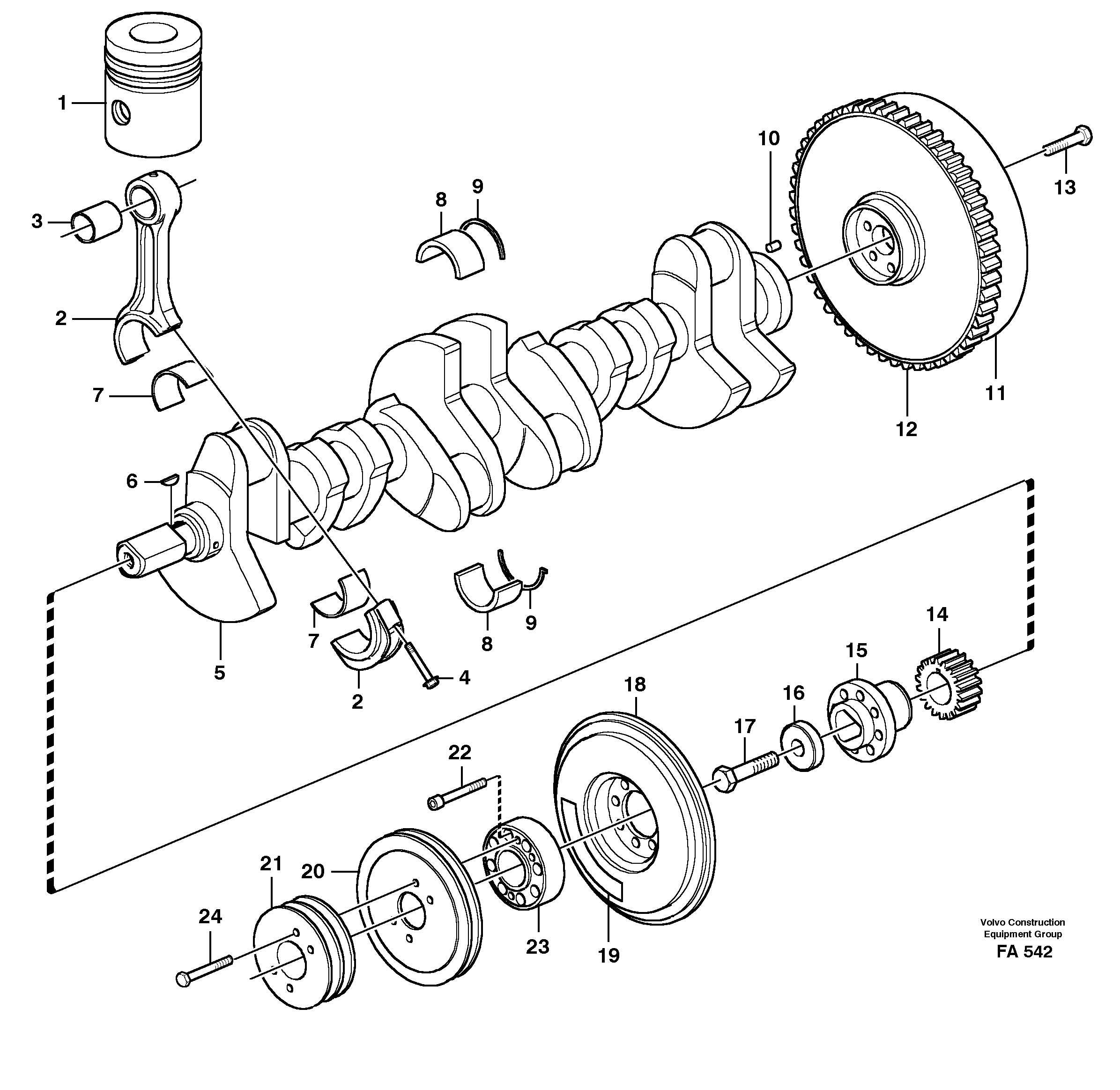 Схема запчастей Volvo EC230B - 39436 Crankshaft and related parts EC230B ?KERMAN ?KERMAN EC230B