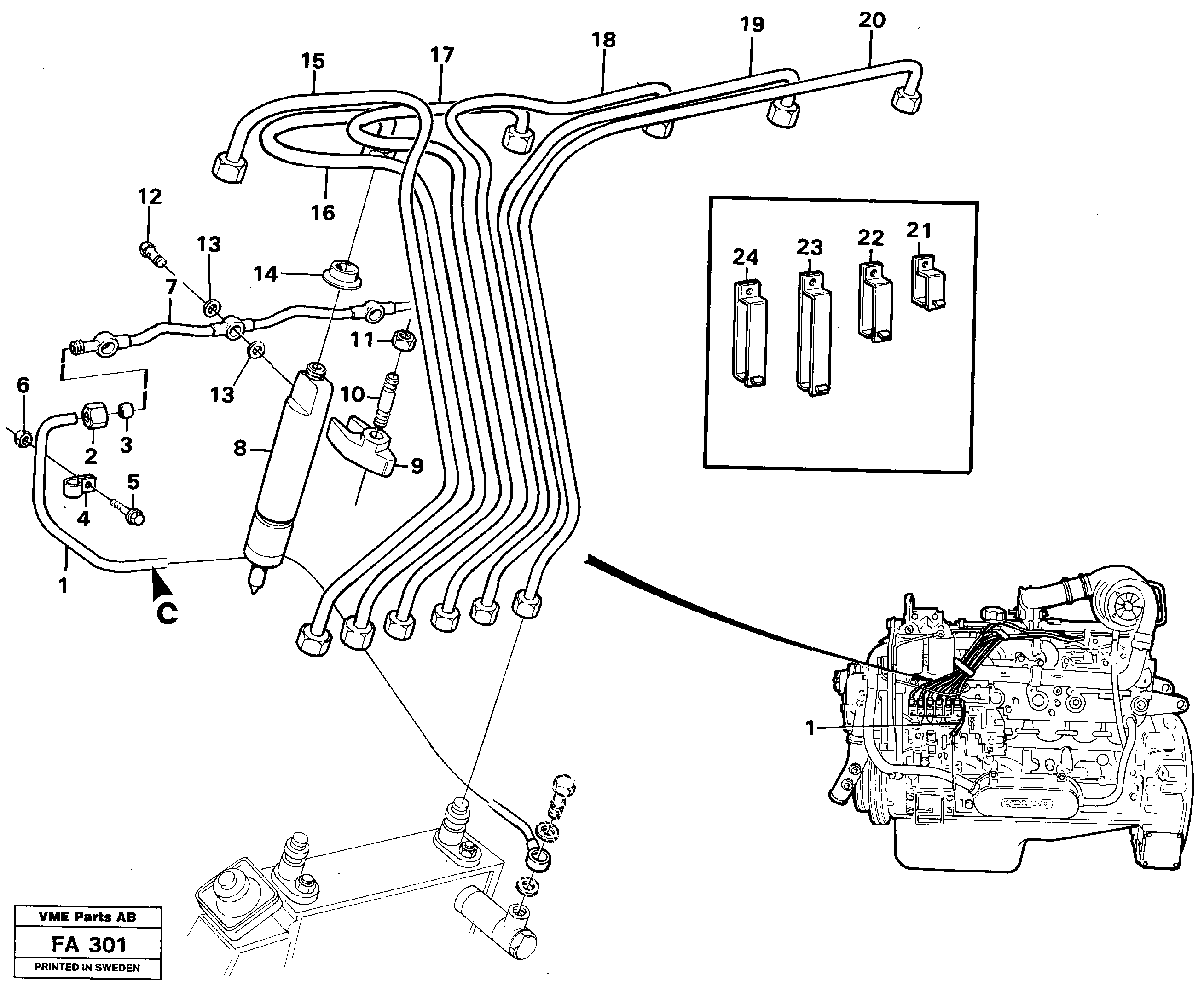 Схема запчастей Volvo EC230B - 98651 Fuel pipes, injectors EC230B ?KERMAN ?KERMAN EC230B