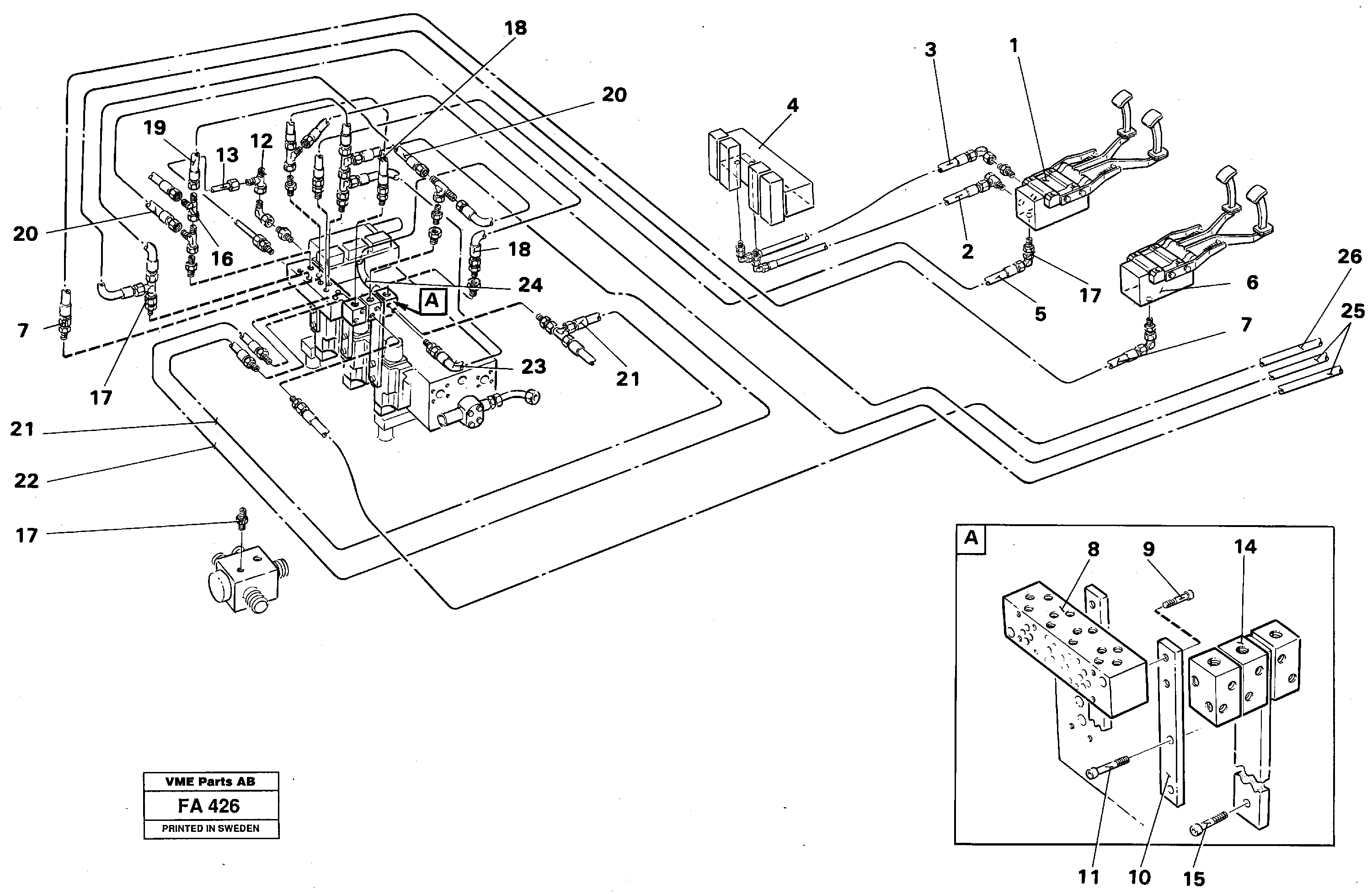 Схема запчастей Volvo EC230B - 26588 Base machine hydraulics for hammer/shears on adjustable boom EC230B ?KERMAN ?KERMAN EC230B