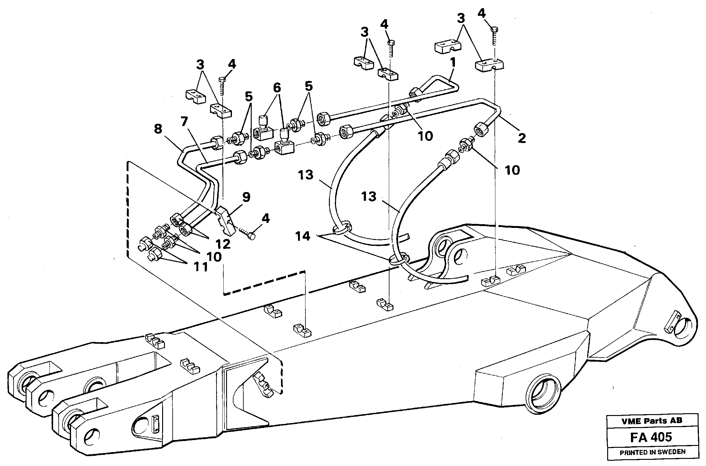 Схема запчастей Volvo EC230B - 72412 Slope bucket equipment ondipper 2.25 m, 2.80 m, 3.30 m. On left side EC230B ?KERMAN ?KERMAN EC230B