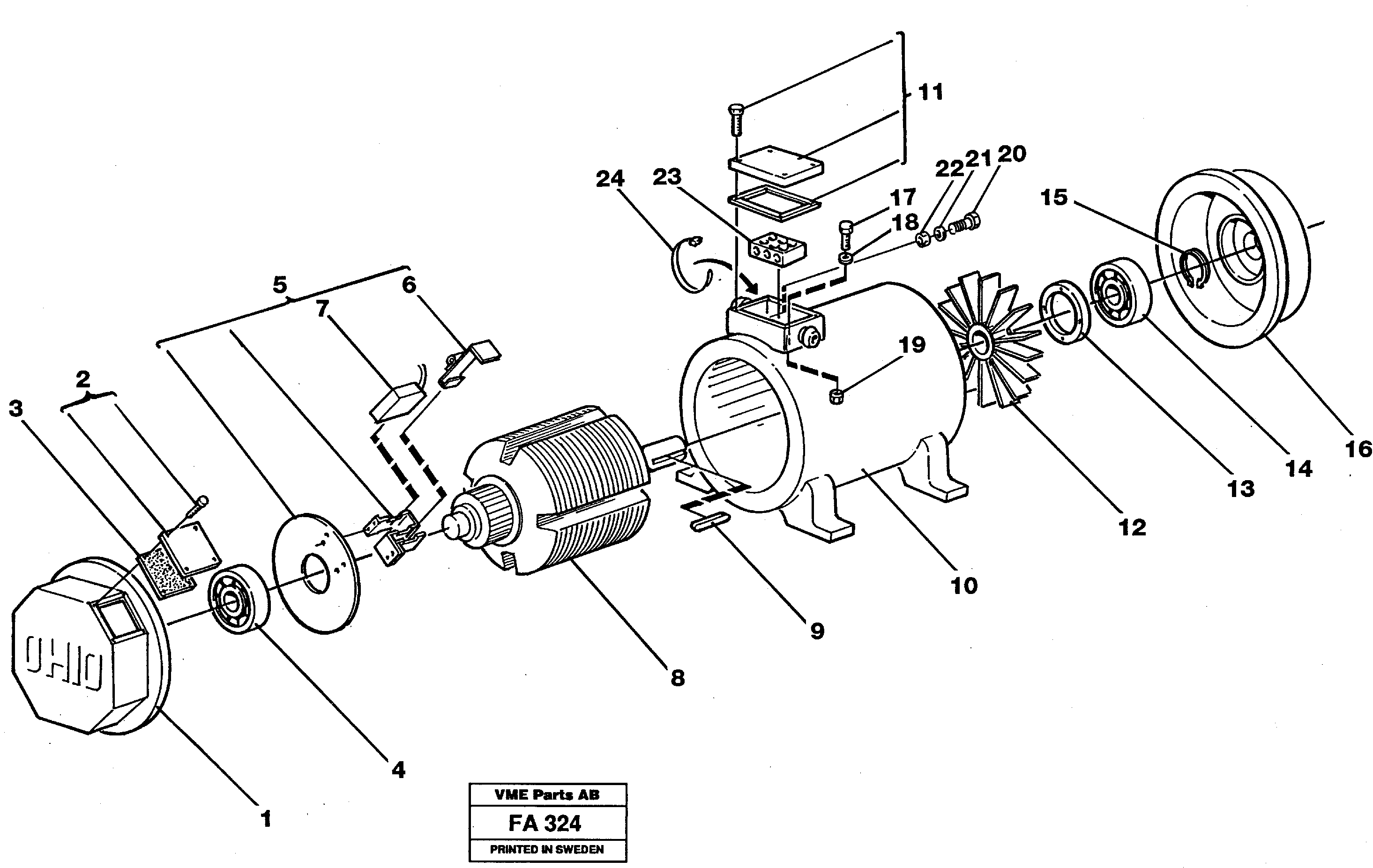 Схема запчастей Volvo EC230B - 25283 Magnet equipment Ohio, alternator 15 kw EC230B ?KERMAN ?KERMAN EC230B