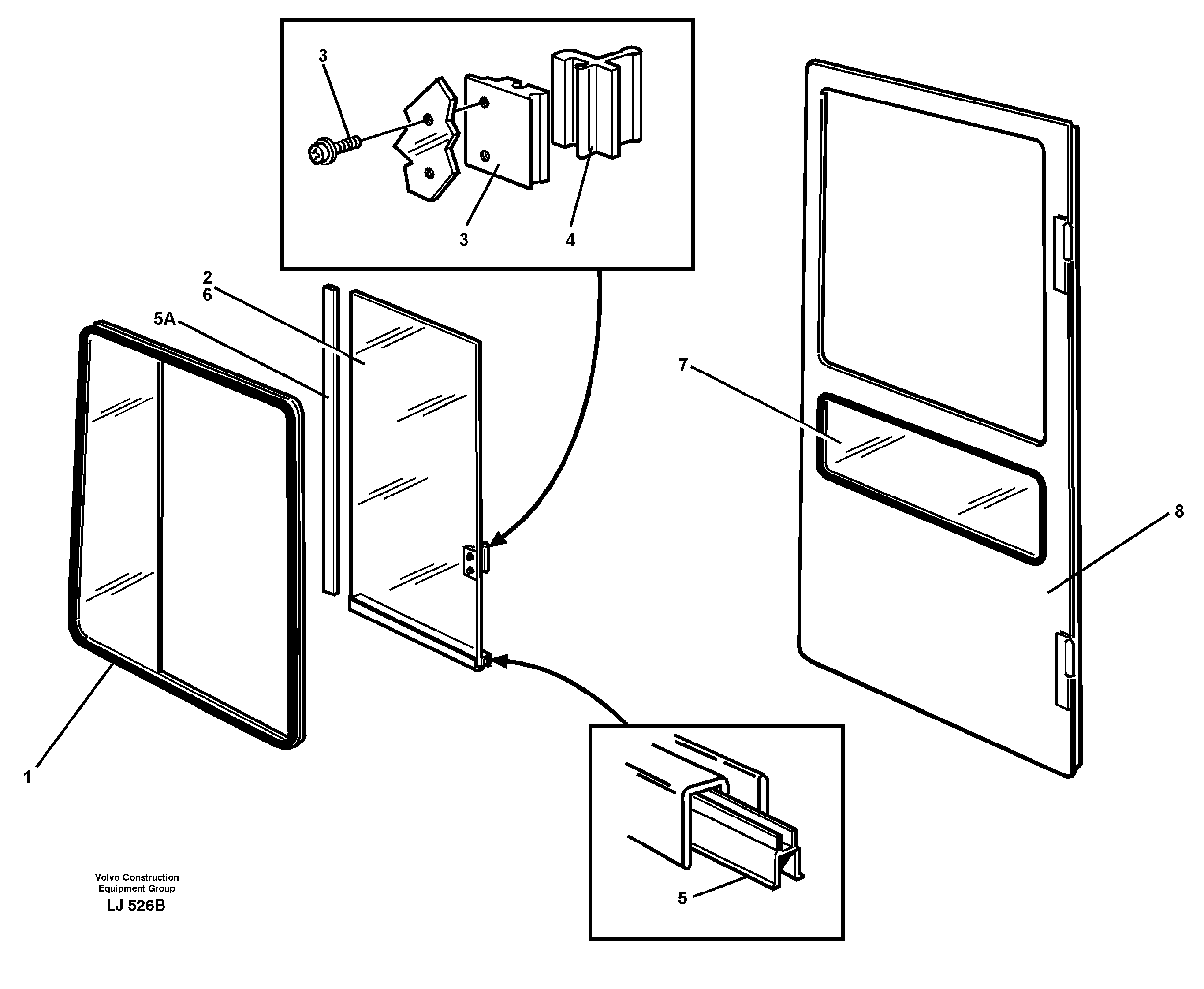 Схема запчастей Volvo EC230B - 26499 Sliding window EC230B SER NO 5252-