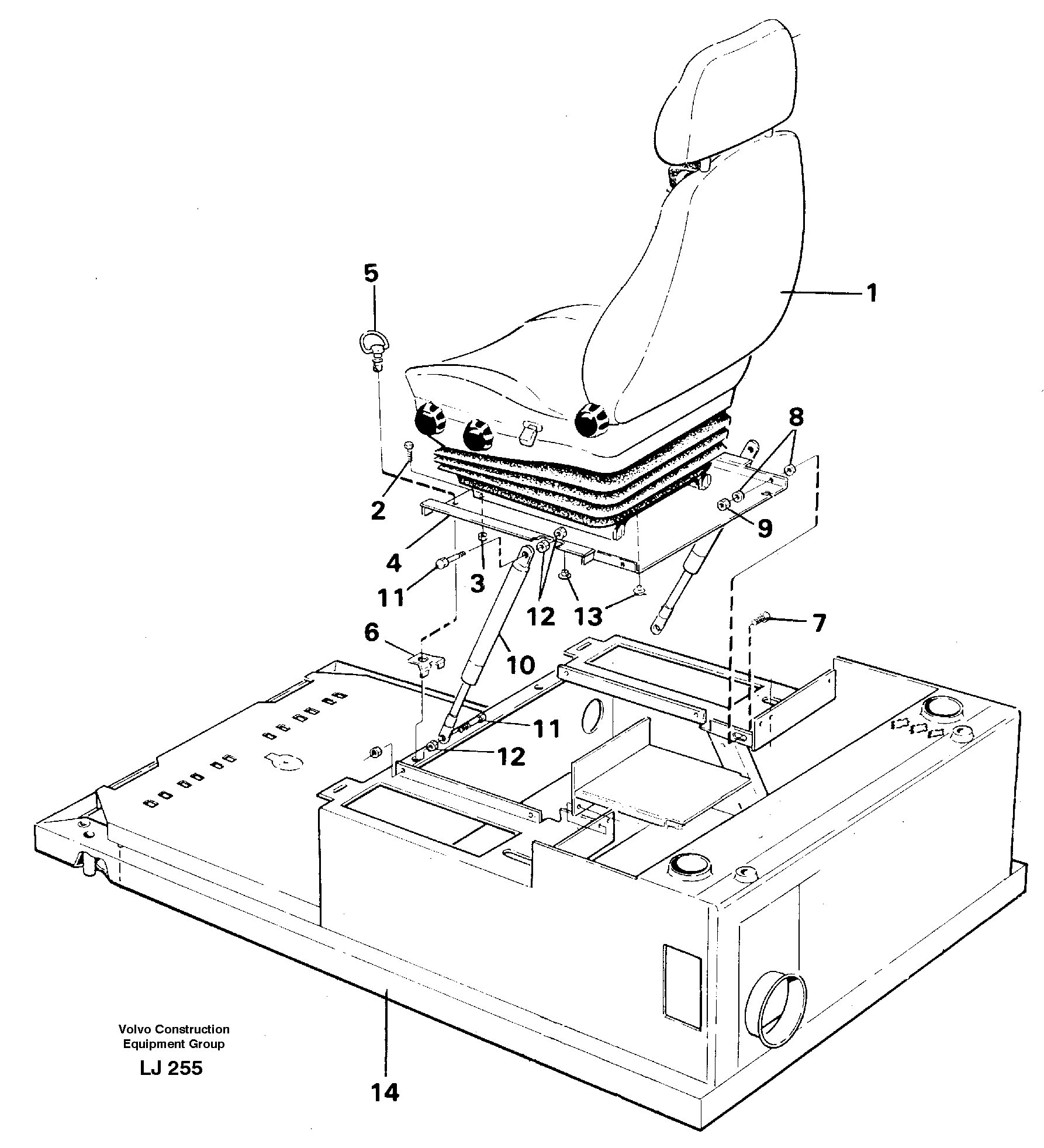 Схема запчастей Volvo EC230B - 36713 Drivers seat with fitting part EC230B SER NO 5252-