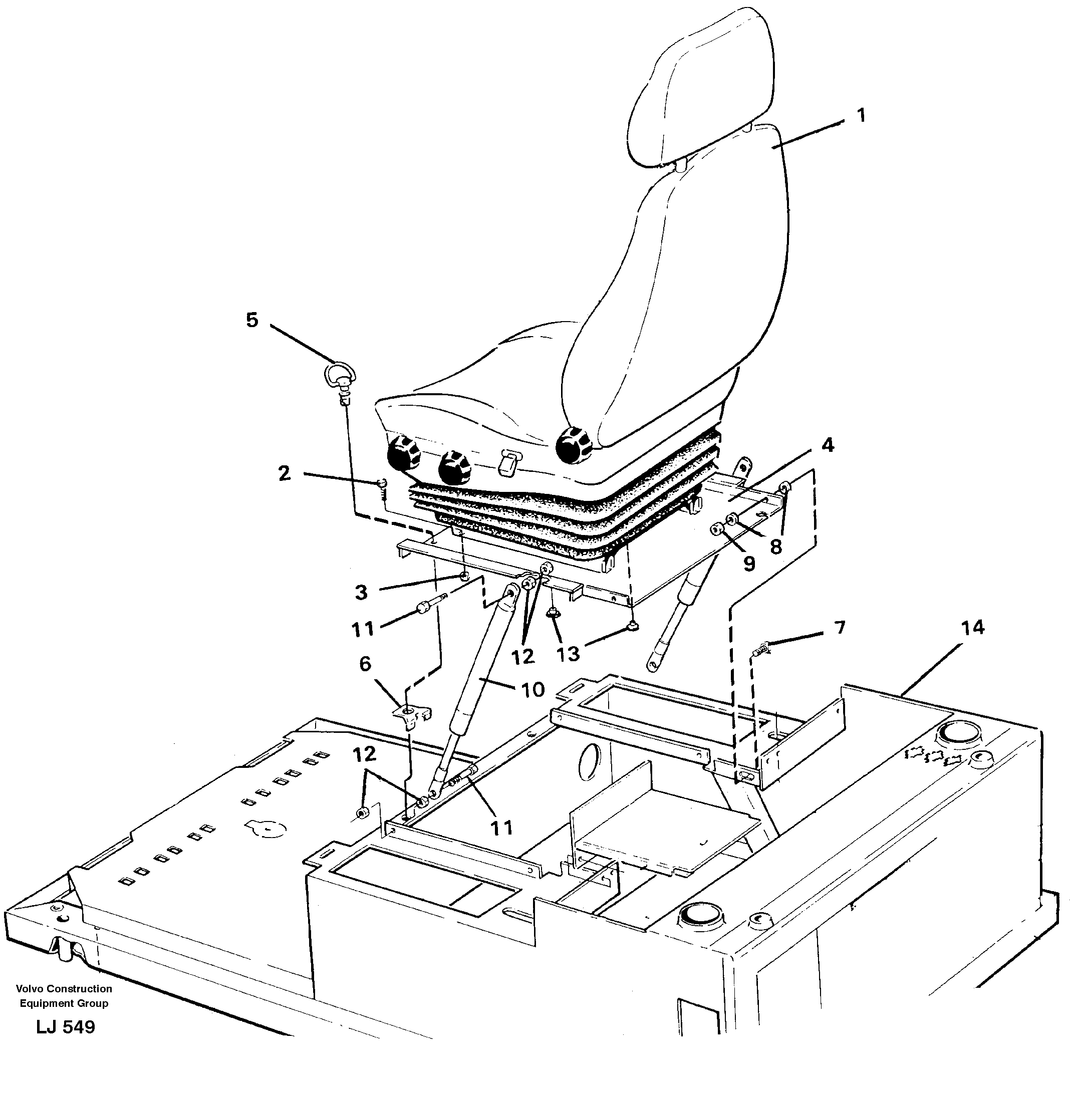 Схема запчастей Volvo EC230B - 36715 Operators seat with fitting parts EC230B SER NO 5252-