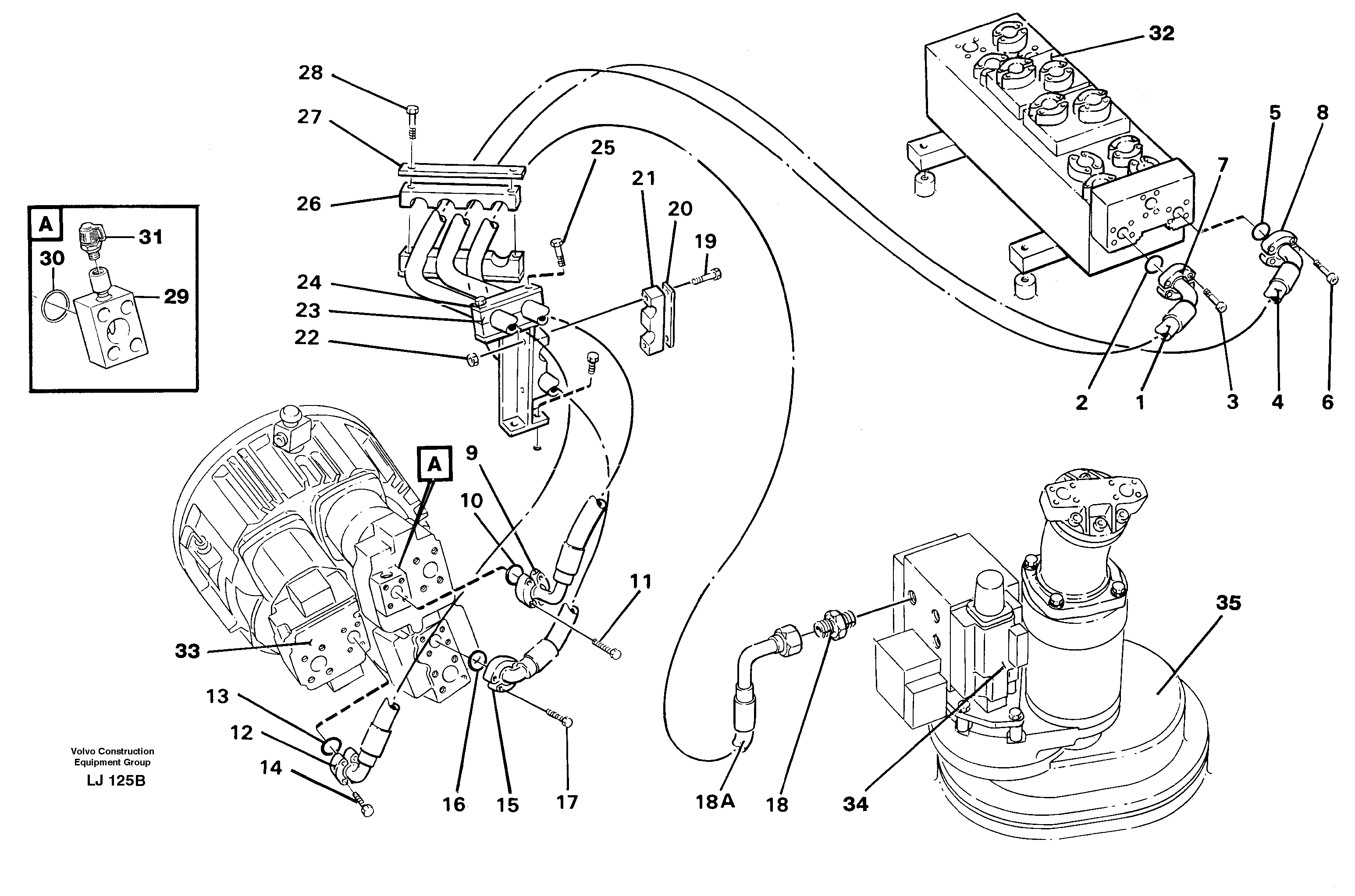 Схема запчастей Volvo EC230B - 100653 Hydraulic system, feeding lines EC230B SER NO 5252-