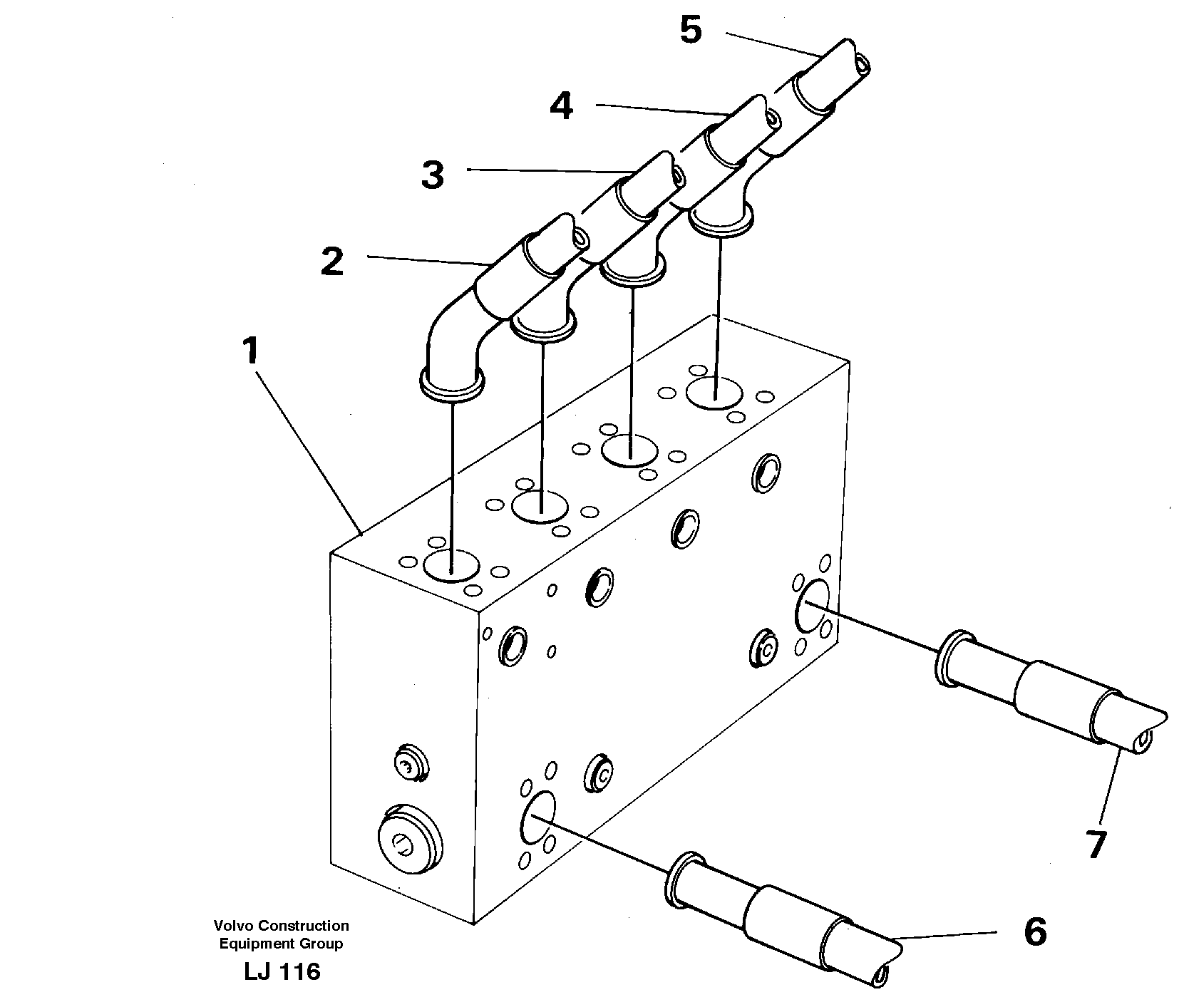 Схема запчастей Volvo EC230B - 29529 Connection block with hoses EC230B SER NO 5252-