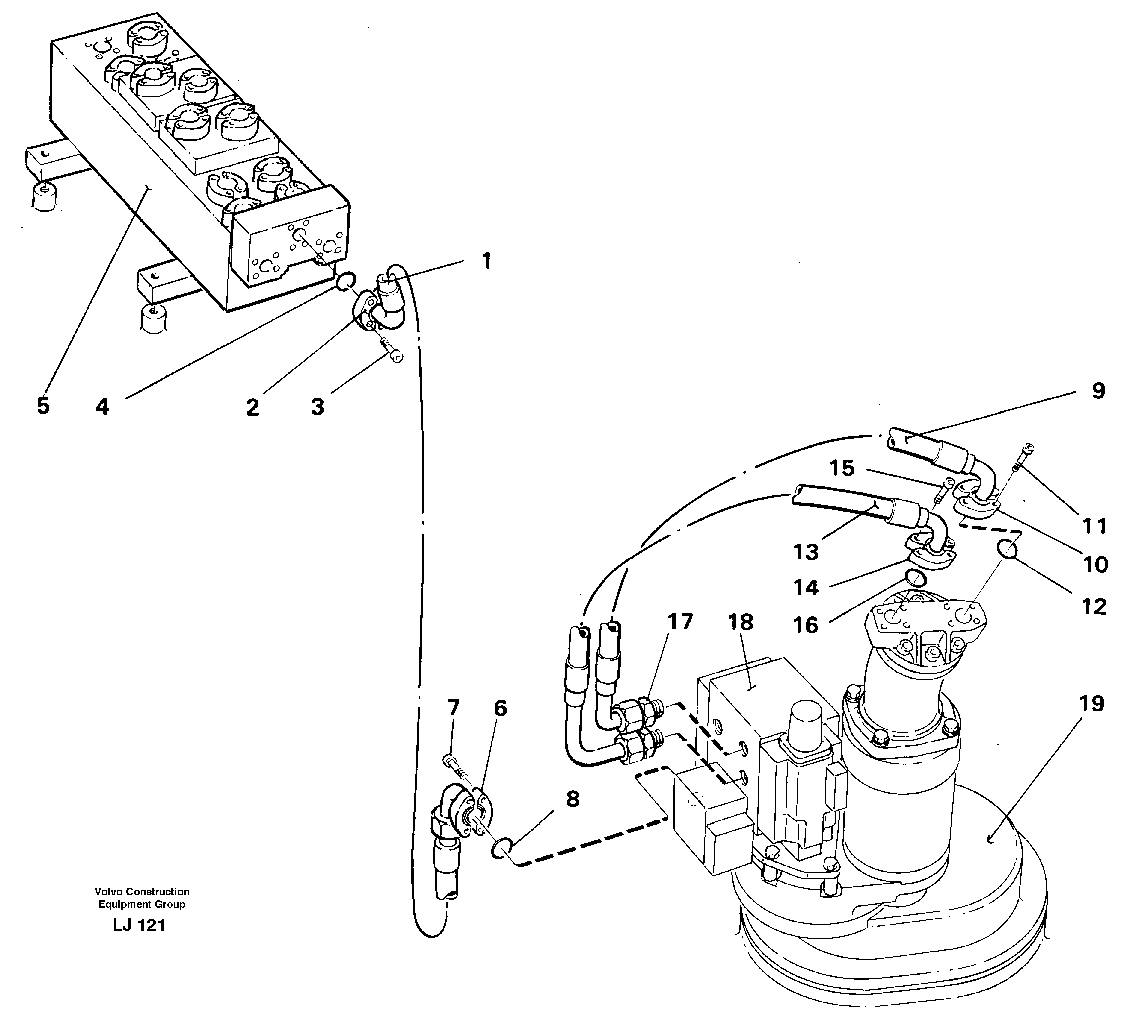 Схема запчастей Volvo EC230B - 86447 Hydraulic system, slewing EC230B SER NO 5252-