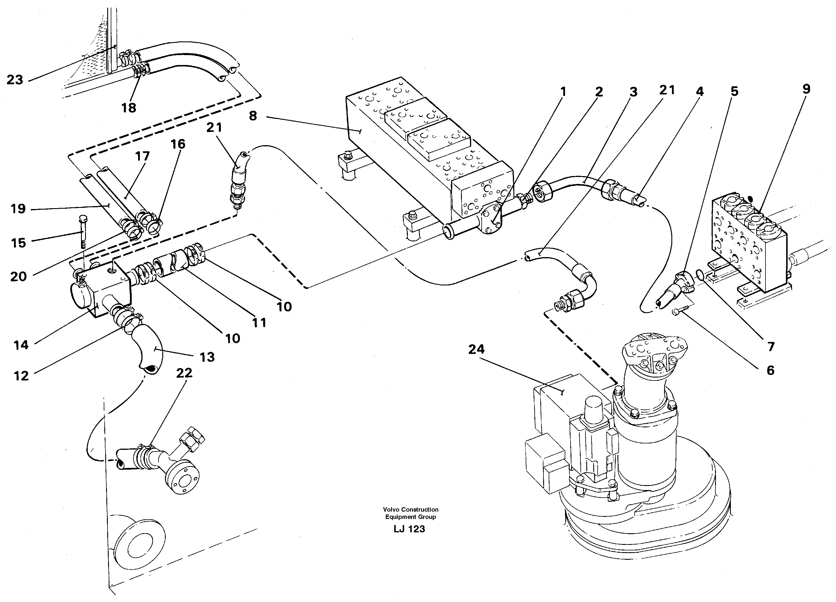 Схема запчастей Volvo EC230B - 958 Hydraulic system, return lines EC230B SER NO 5252-