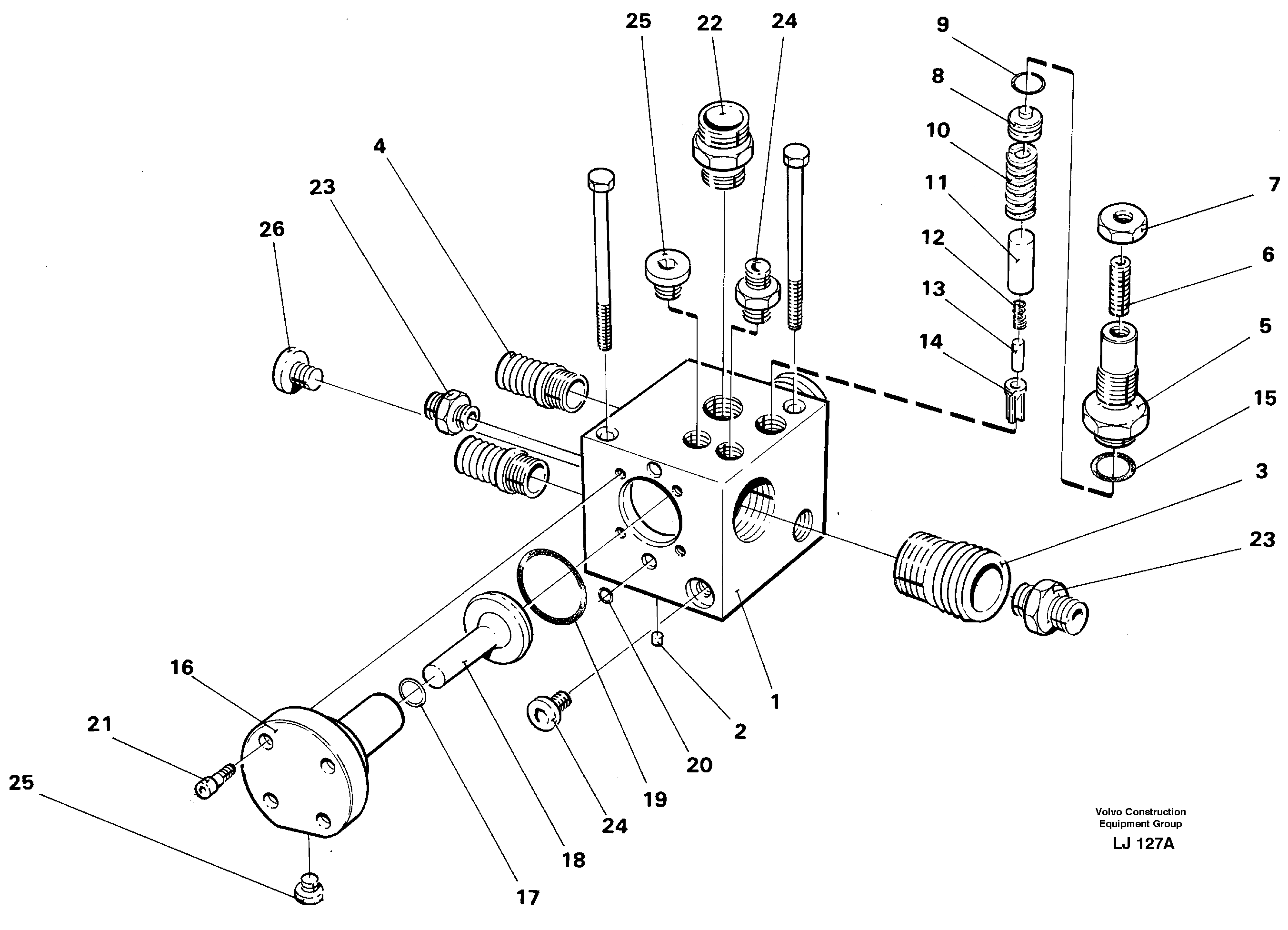 Схема запчастей Volvo EC230B - 1364 Shunt valve EC230B SER NO 5252-