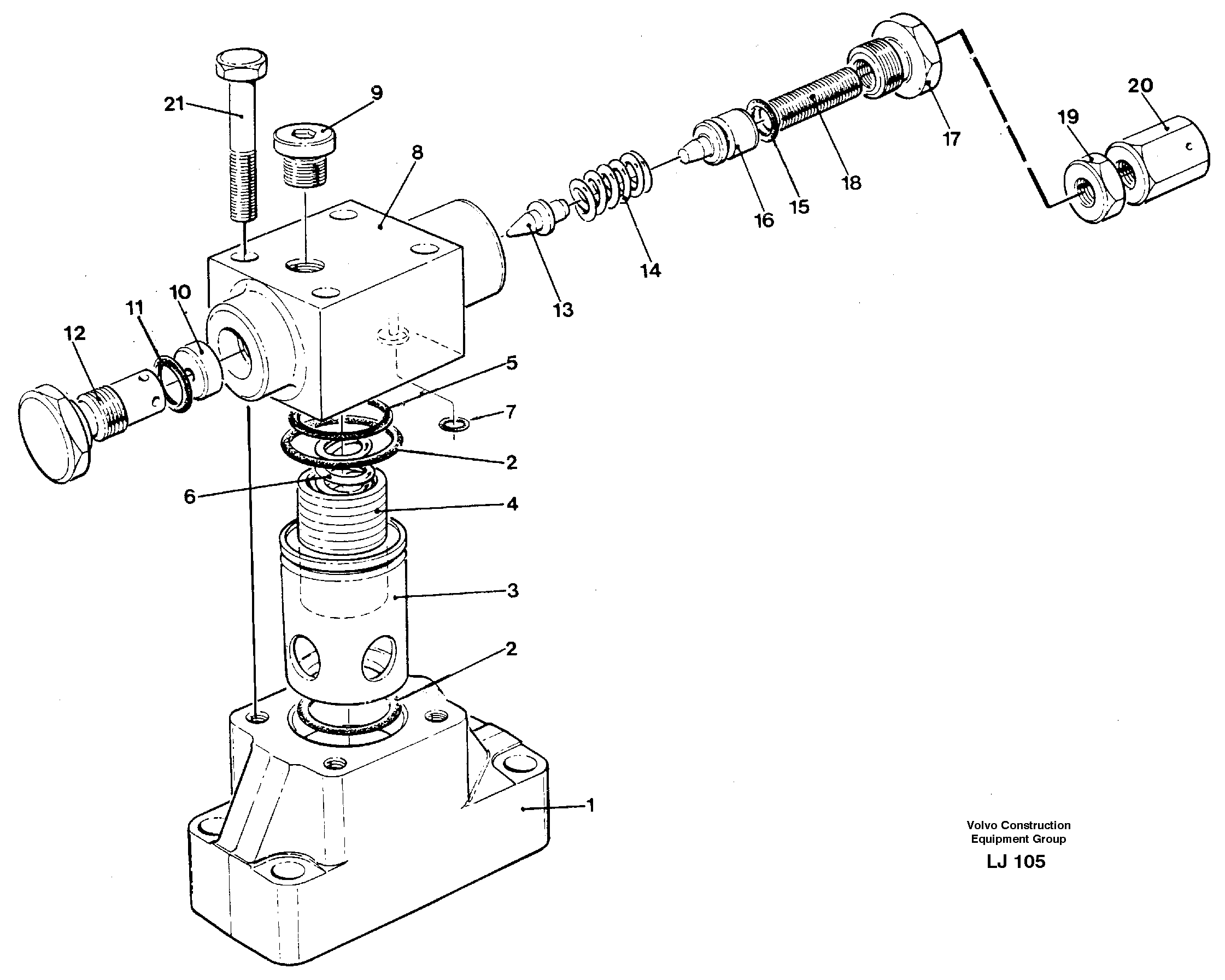 Схема запчастей Volvo EC230B - 1370 Pressure limiting valve EC230B SER NO 5252-