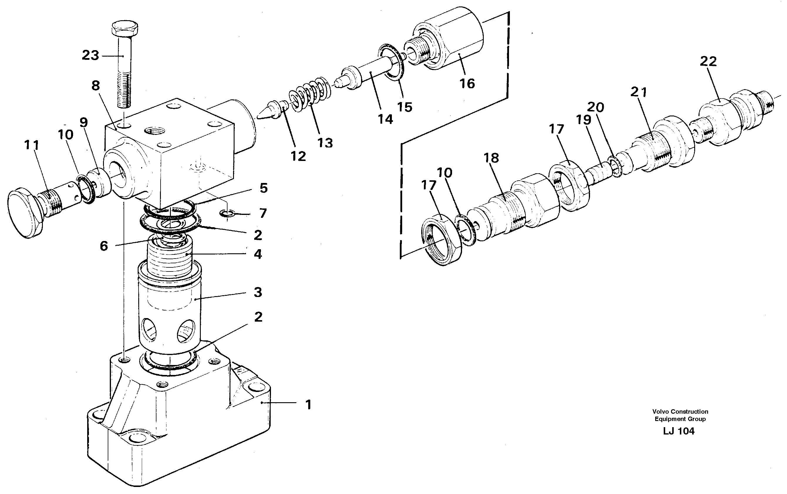 Схема запчастей Volvo EC230B - 1373 Pressure limiting valve EC230B SER NO 5252-