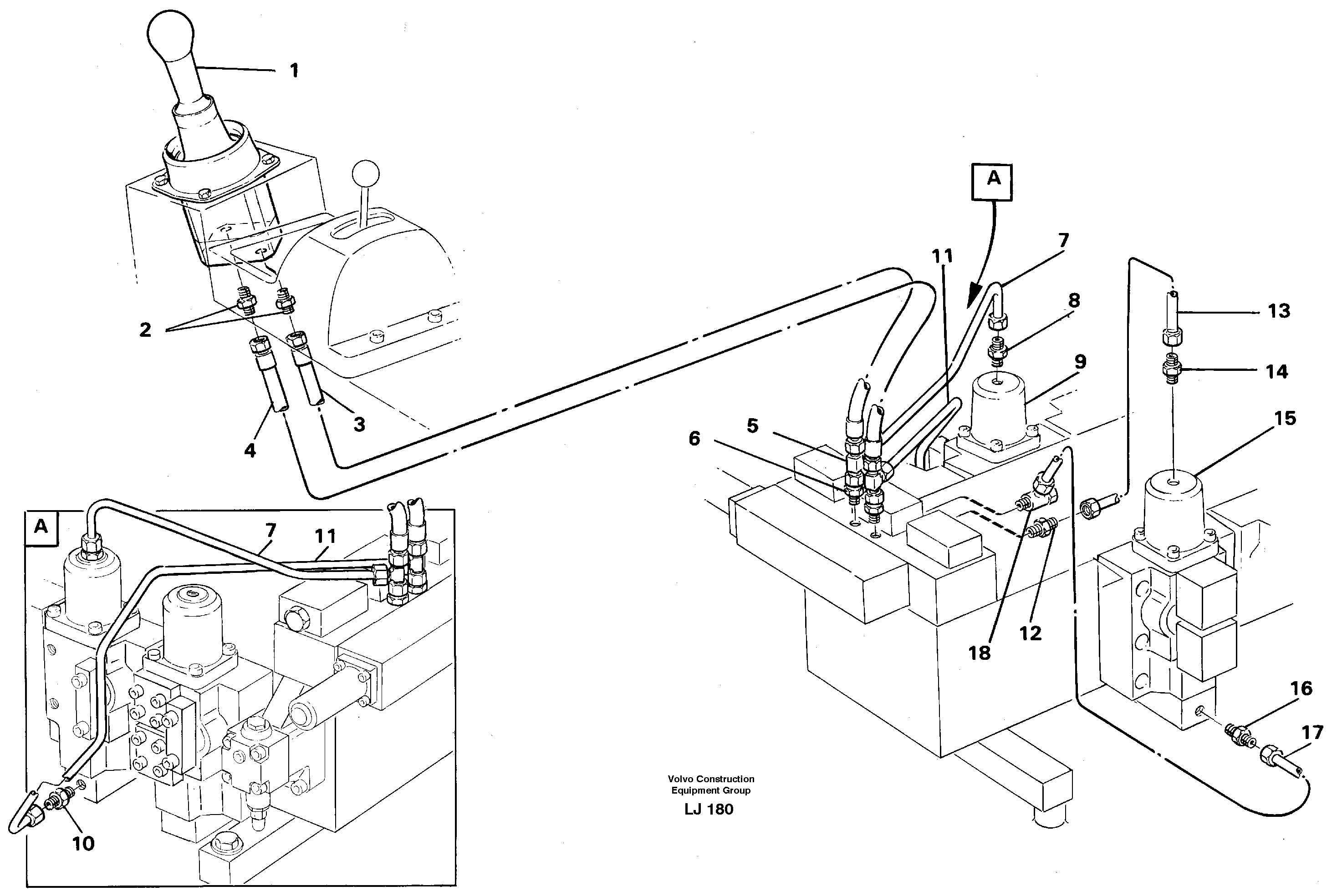 Схема запчастей Volvo EC230B - 1909 Servo hydraulics, bucket EC230B SER NO 5252-