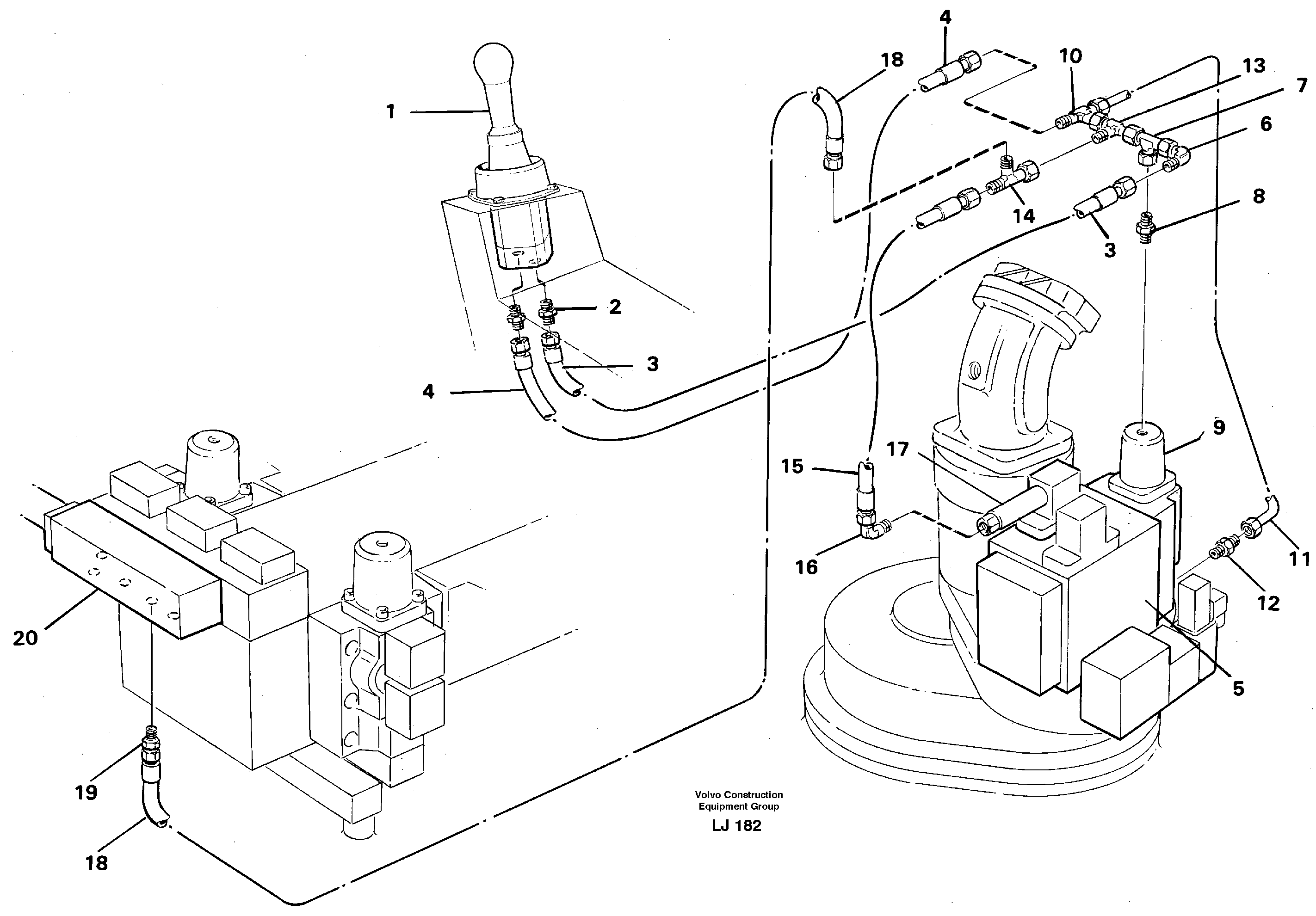 Схема запчастей Volvo EC230B - 1910 Servo hydraulics, slewing EC230B SER NO 5252-