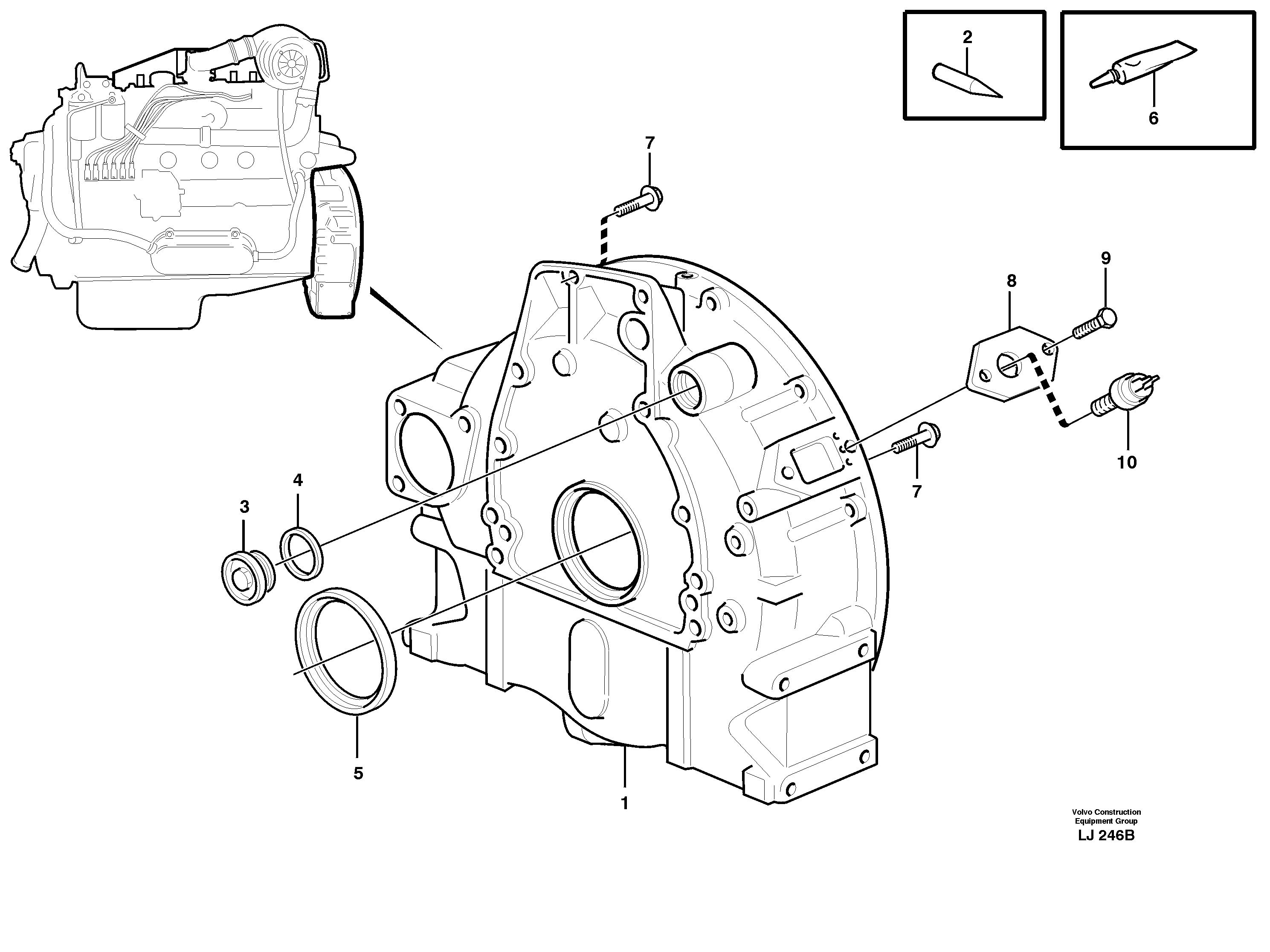 Схема запчастей Volvo EC230B - 33674 Картер маховика EC230B SER NO 5252-