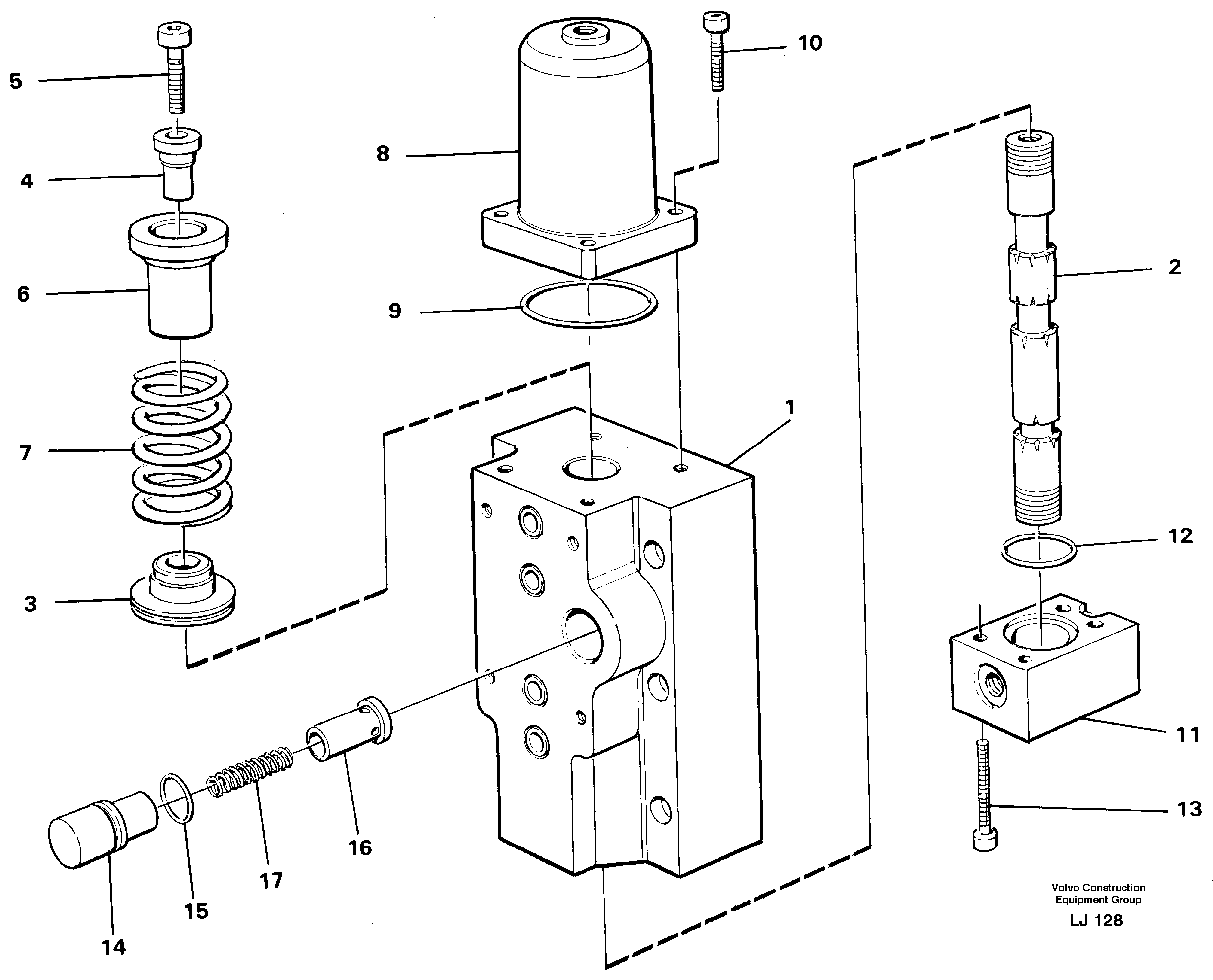 Схема запчастей Volvo EC230B - 106956 Four-way valve for hammer/shears EC230B SER NO 5252-