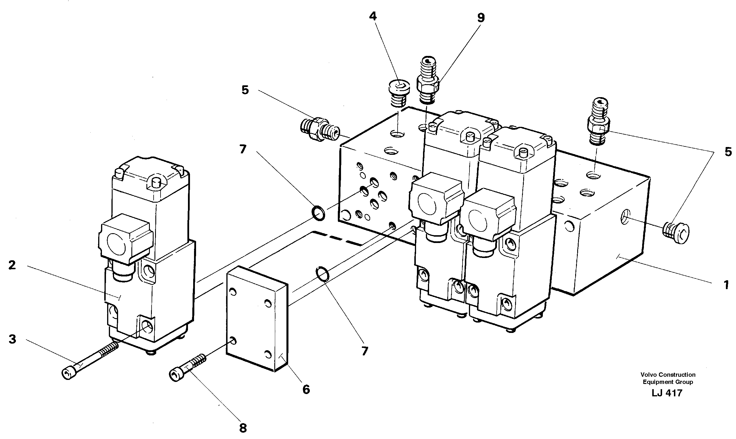 Схема запчастей Volvo EC230B - 2100 Electric valve block, extra EC230B SER NO 5252-