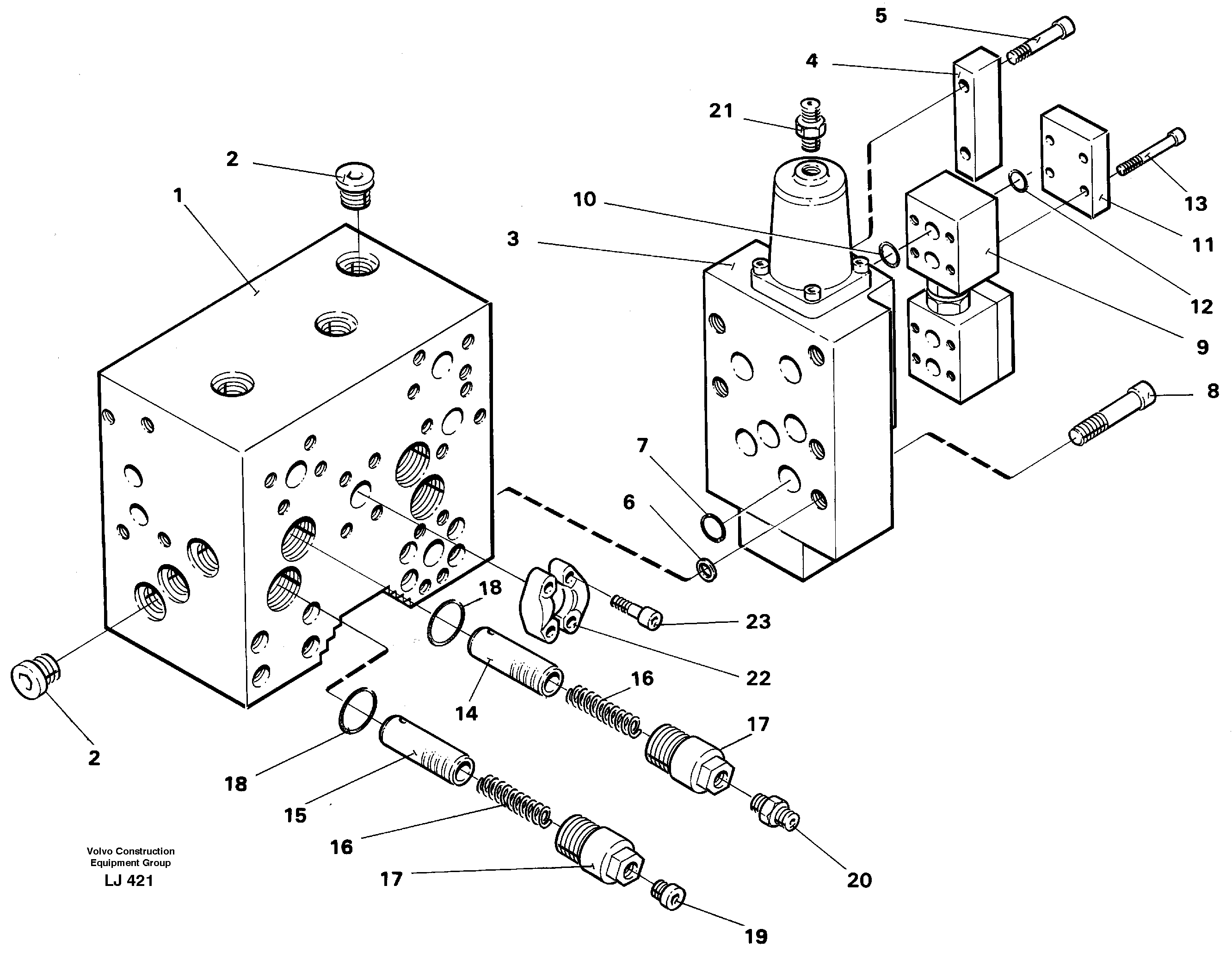 Схема запчастей Volvo EC230B - 2103 Control block, hammer and shears EC230B SER NO 5252-